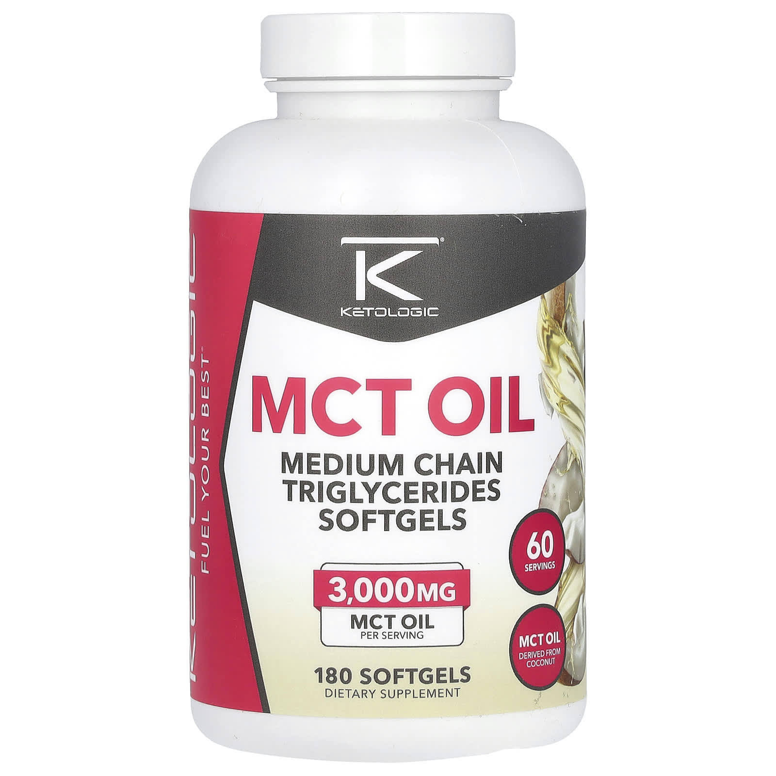 KetoLogic масло MCT 3000 мг 180 капсул 1000 мг в 1 капсуле 3890₽