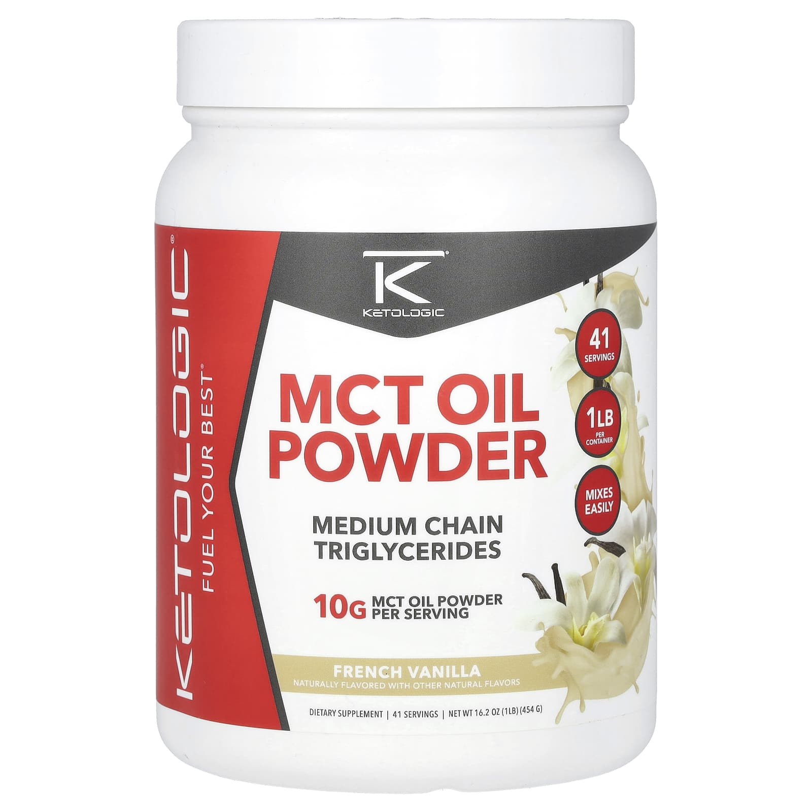 KetoLogic порошок из масла MCT со вкусом французской ванили 454 г 1 фунт 5990₽