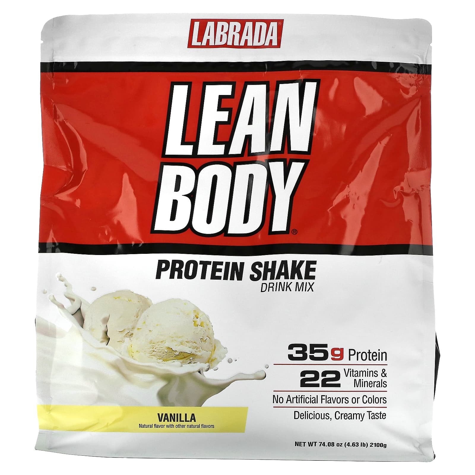 Labrada Nutrition, Lean Body, протеиновая смесь для приготовления коктейля, ваниль, 2100 г (4,63 фунта)