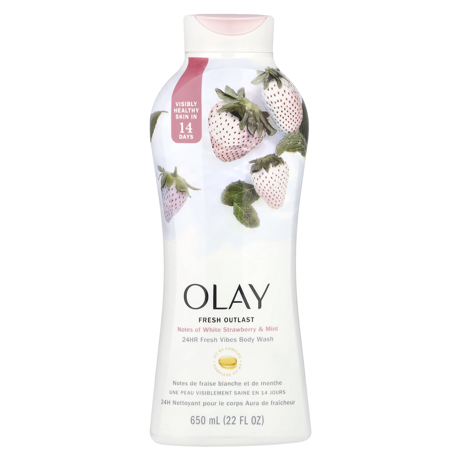Olay Fresh Outlast гель для душа охлаждающая белая земляника и мята 650 мл 22 жидк унции 2190₽