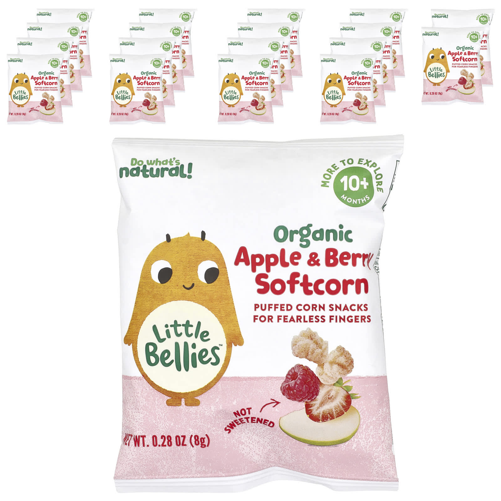 Little Bellies Органическое яблоко и ягоды мягкая кукуруза от 10 месяцев 18 пакетиков по 8 г 028 унции 4190₽