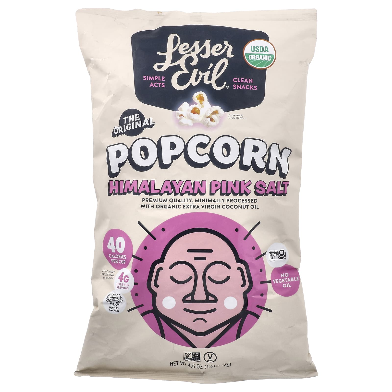 LesserEvil Popcorn розовая гималайская соль 130 г 46 унции 1690₽