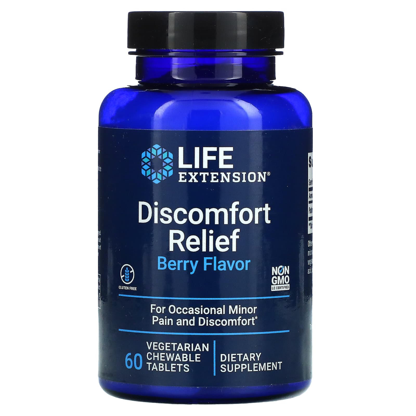 Life Extension, Discomfort Relief, ягоды, 60 вегетарианских жевательных таблеток