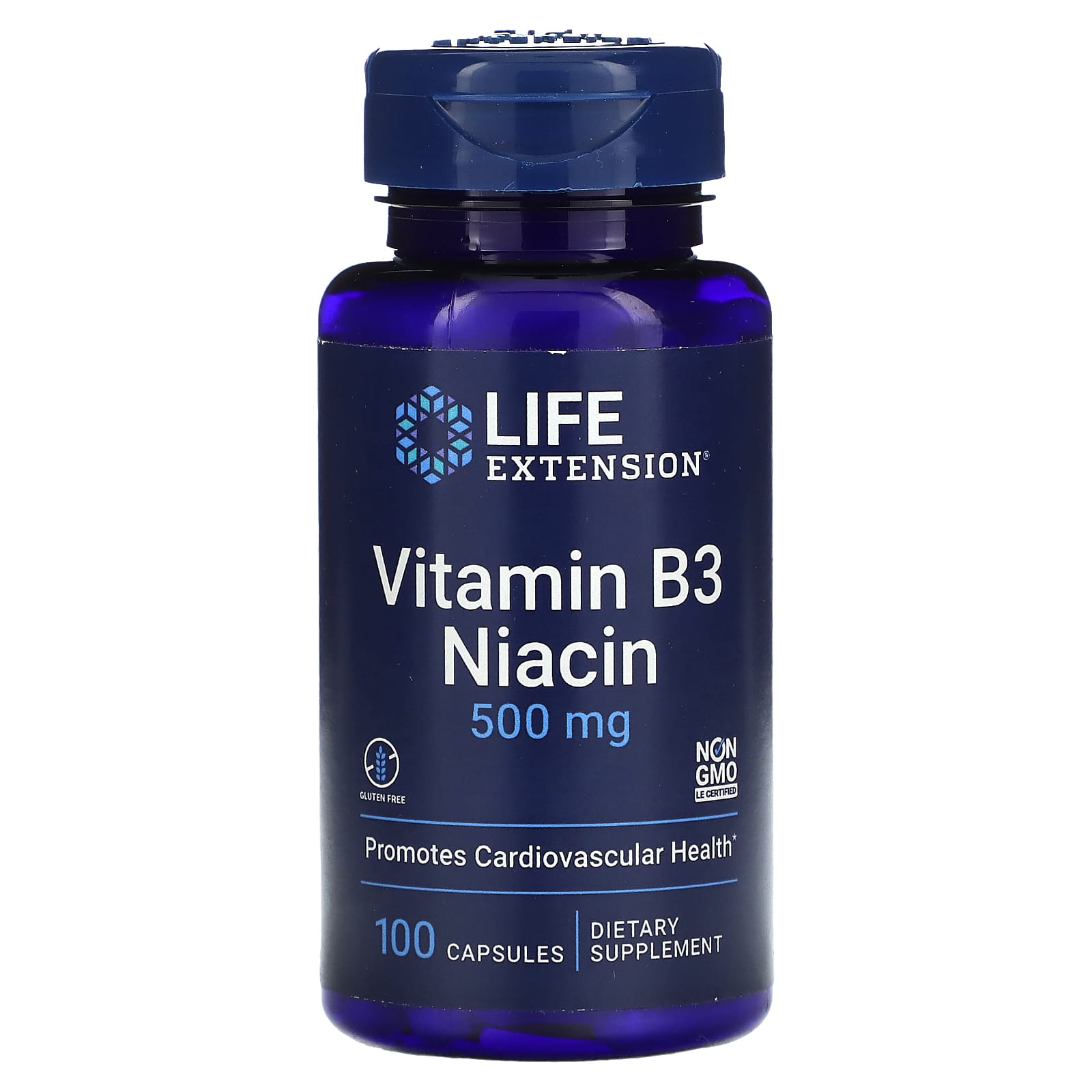 Life Extension, витамин B3 (ниацин), 500 мг, 100 капсул