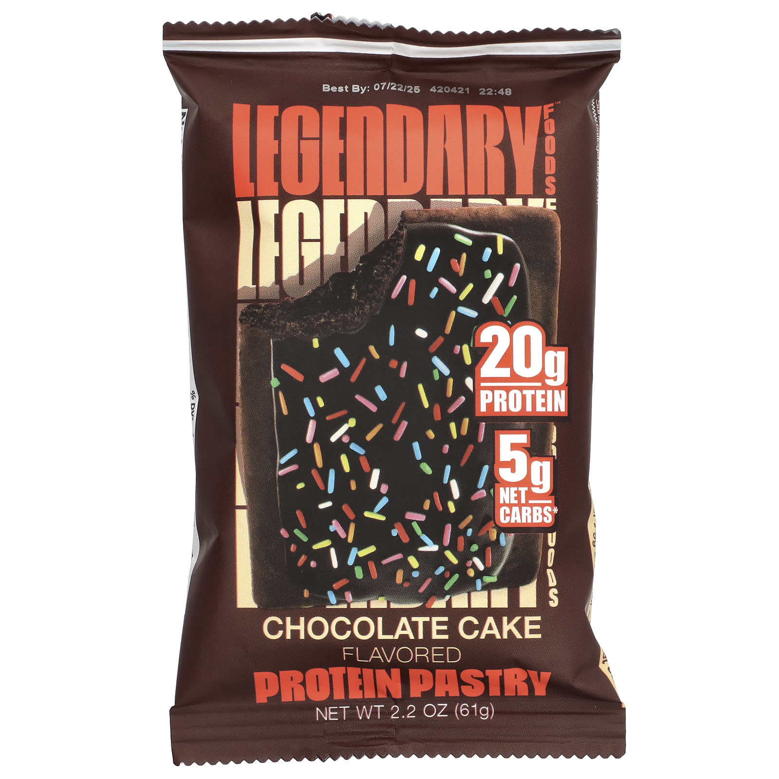 Legendary Foods, Protein Pastry, шоколадный торт, 61 г (2,2 унции)
