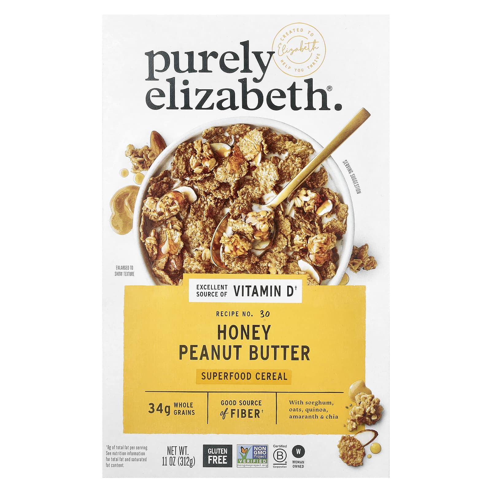 Purely Elizabeth, Superfood Cereal, мед и арахисовая паста, 312 г (11 унций)