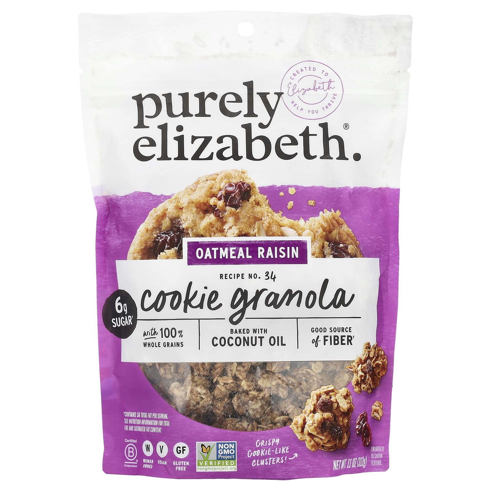 Purely Elizabeth, Cookie Granola, овсянка с изюмом, 312 г (11 унций)