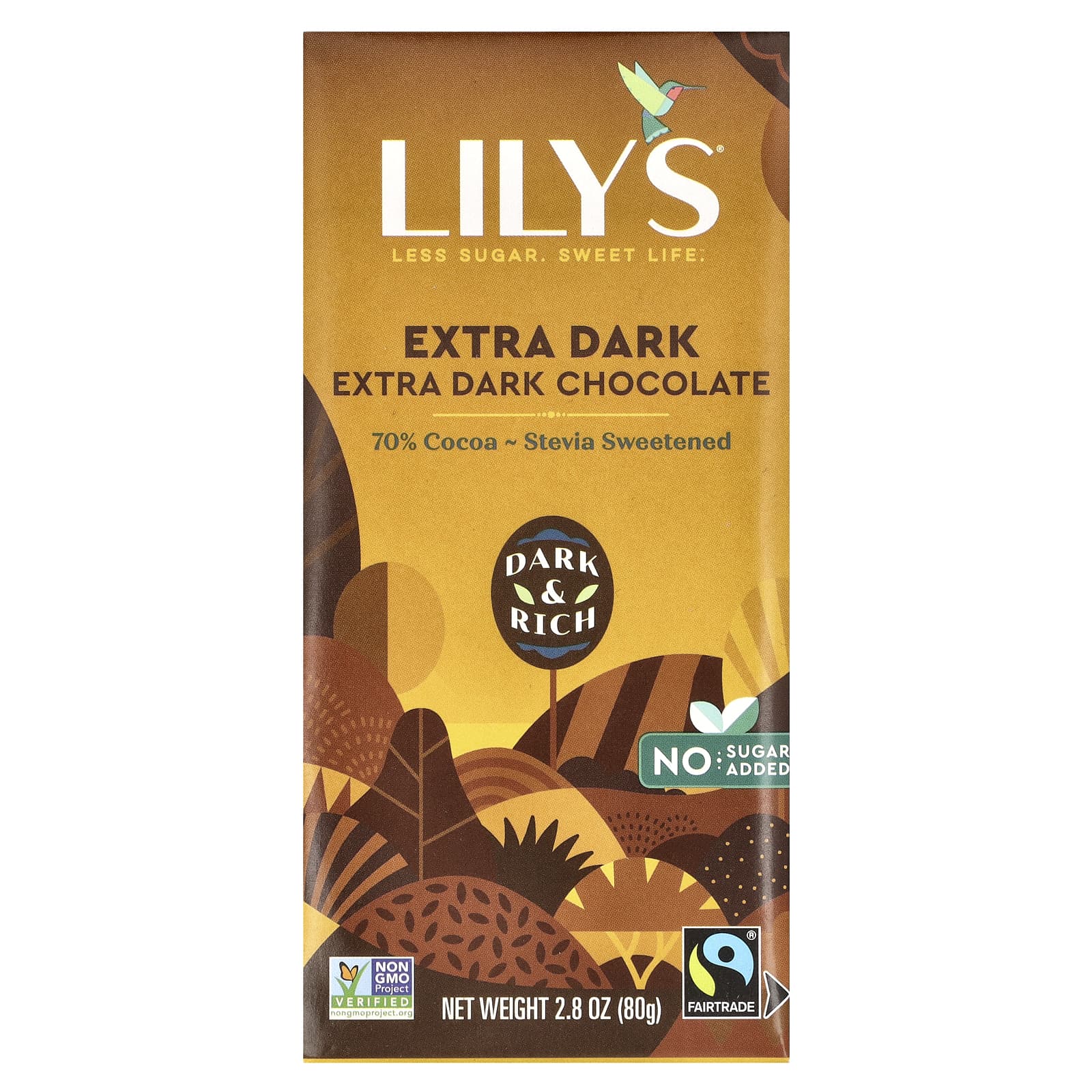 Lilys Sweets Плитка темного шоколада с 70 какао экстра темный 80 г 28 унции 1690₽