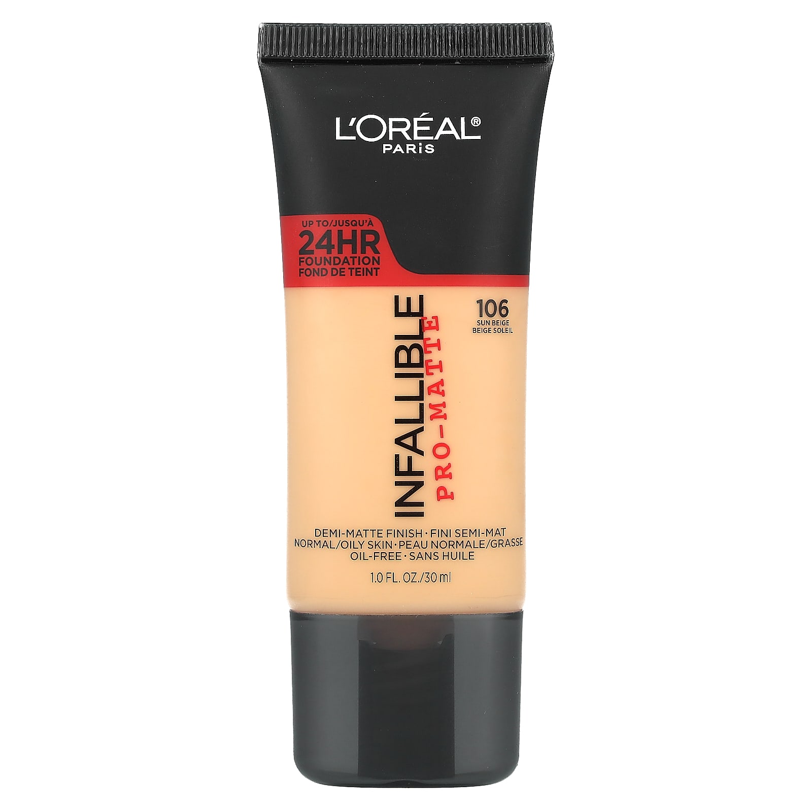 L'Oréal, Infallible, матовая тональная основа, оттенок 106 Sun Beige, 30 мл (1 жидк. Унция)