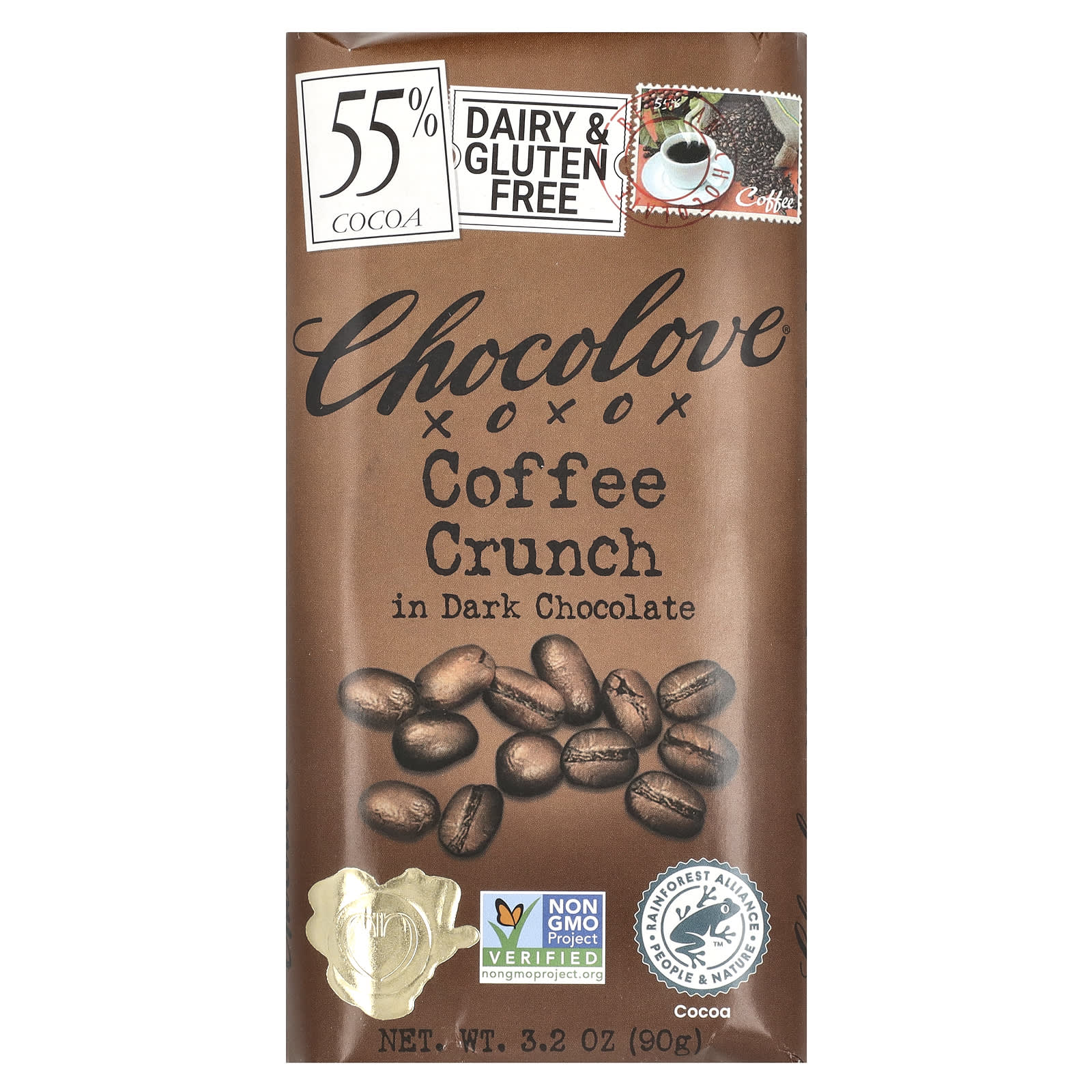 Chocolove Кофейный кранч в темном шоколаде 55 какао 90 г 32 унции 1590₽