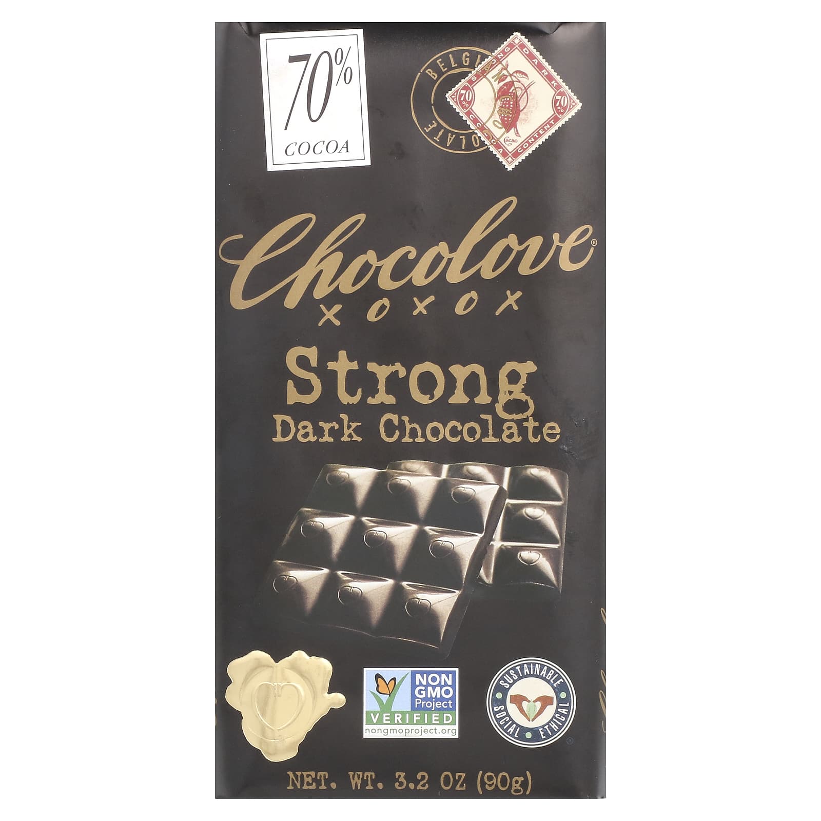 Chocolove экстрагорький черный шоколад 70 какао 90 г 32 унции 1590₽