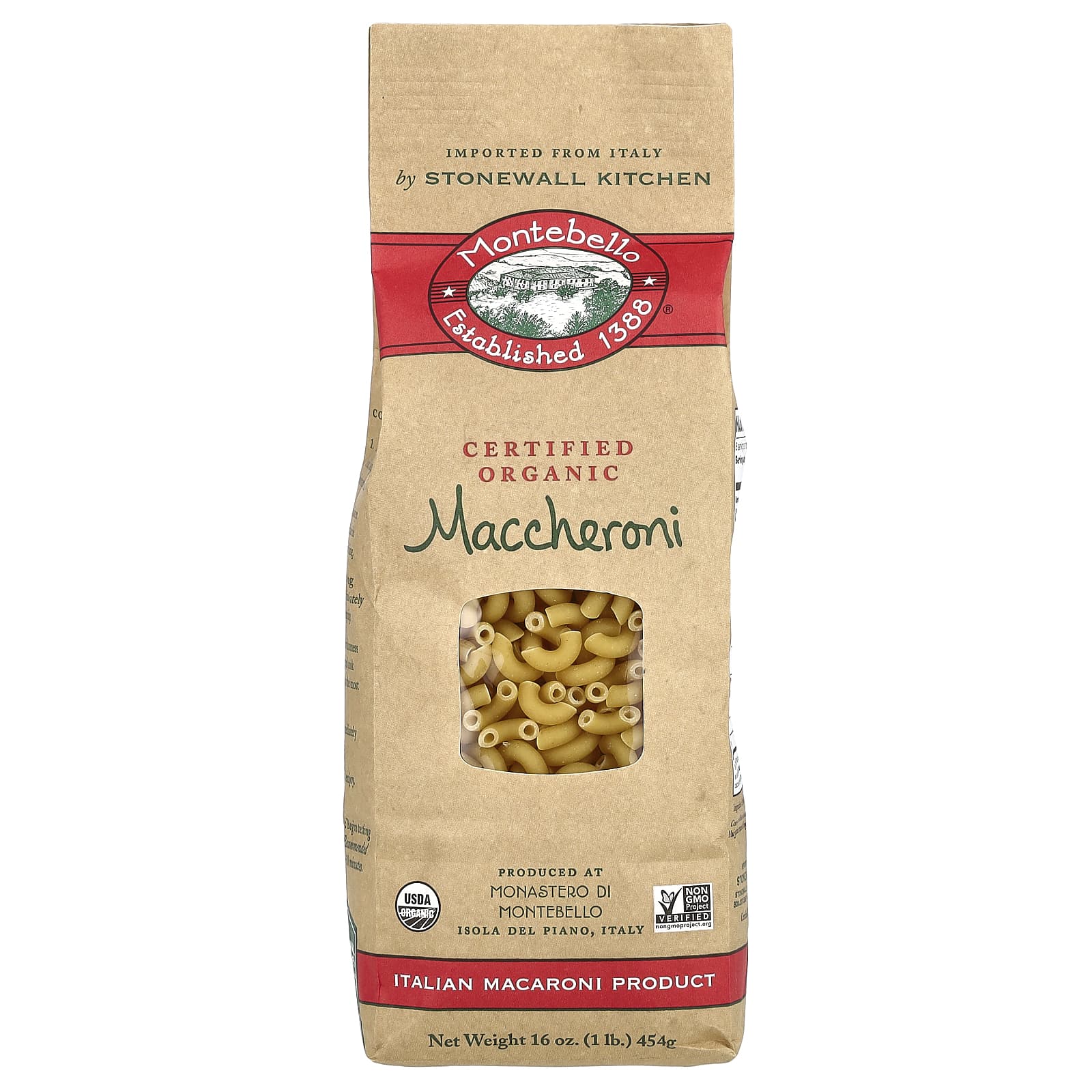 Montebello, Organic Maccheroni, 16 oz (454 g)