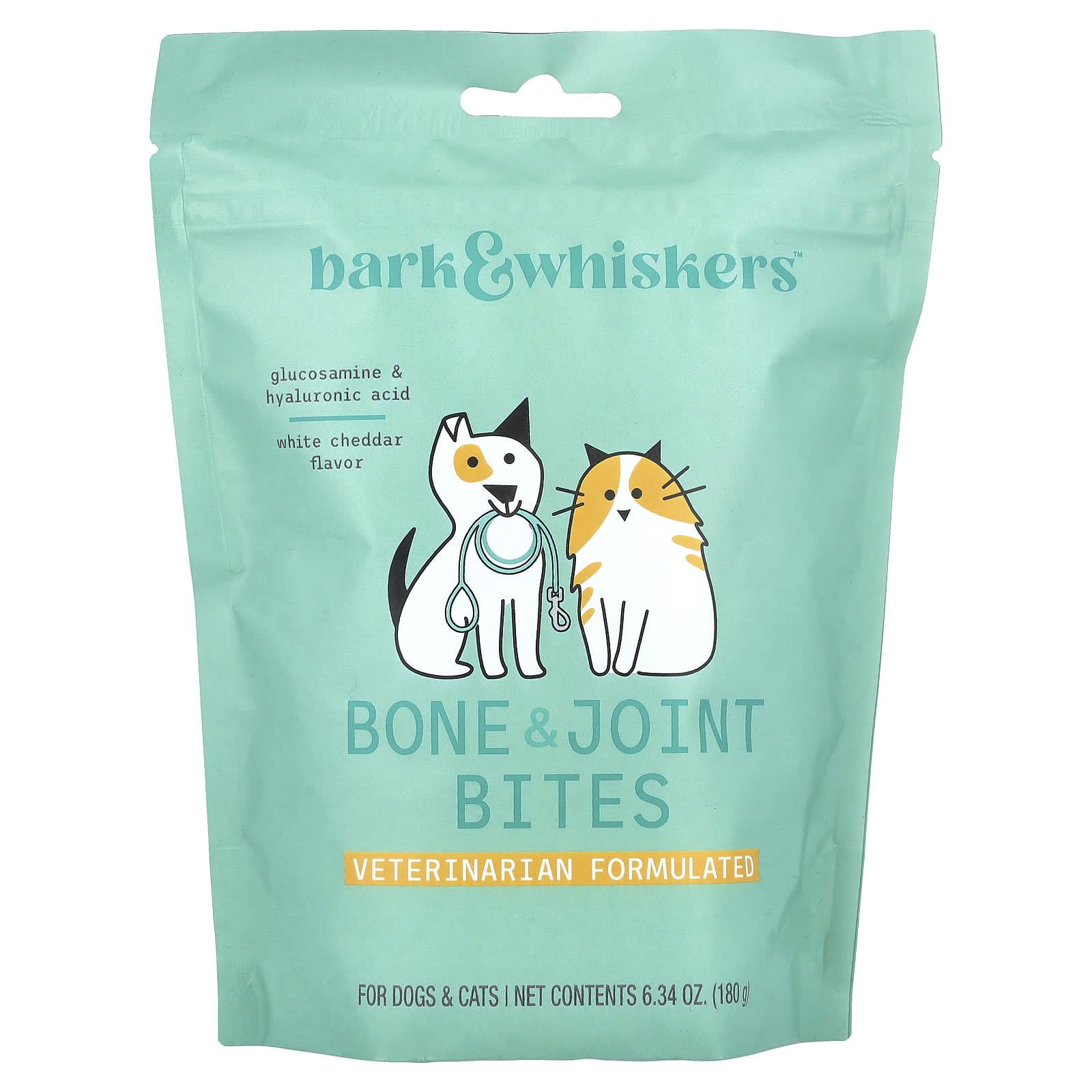 Dr. Mercola, Bark & Whiskers ™, для укусов костей и суставов, для собак и кошек, белый чеддер, 180 г (6,34 унции)