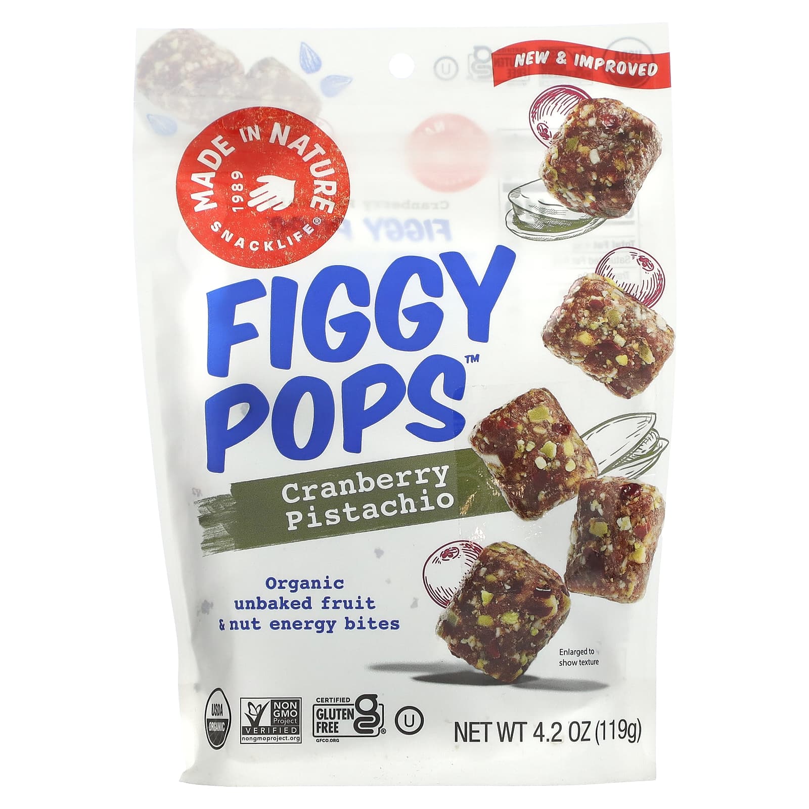 Made in Nature, Figgy Pops, клюква и фисташки, 119 г (4,2 унции)