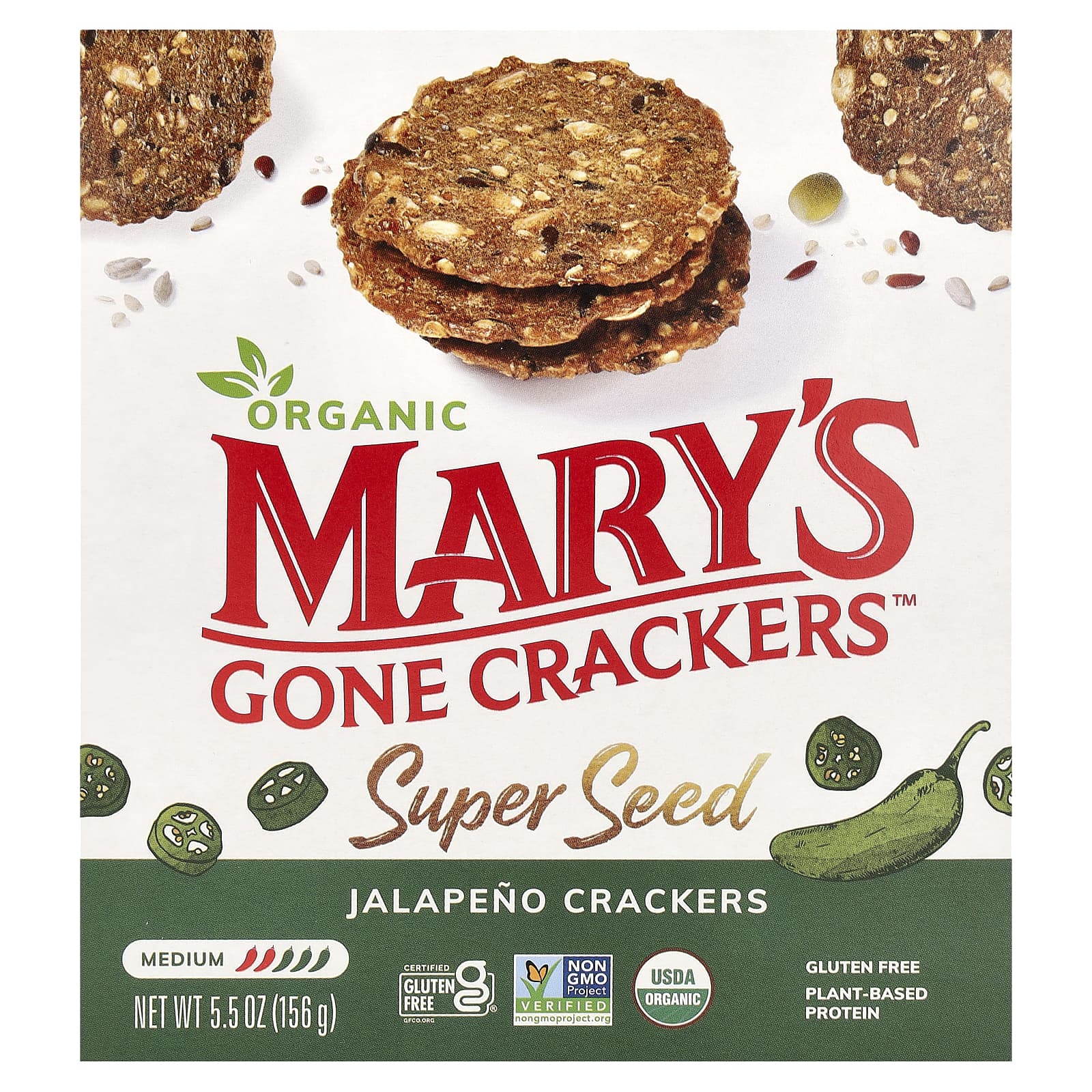Marys Gone Crackers органические крекеры с халапеньо средние 156 г 55 унции 1590₽