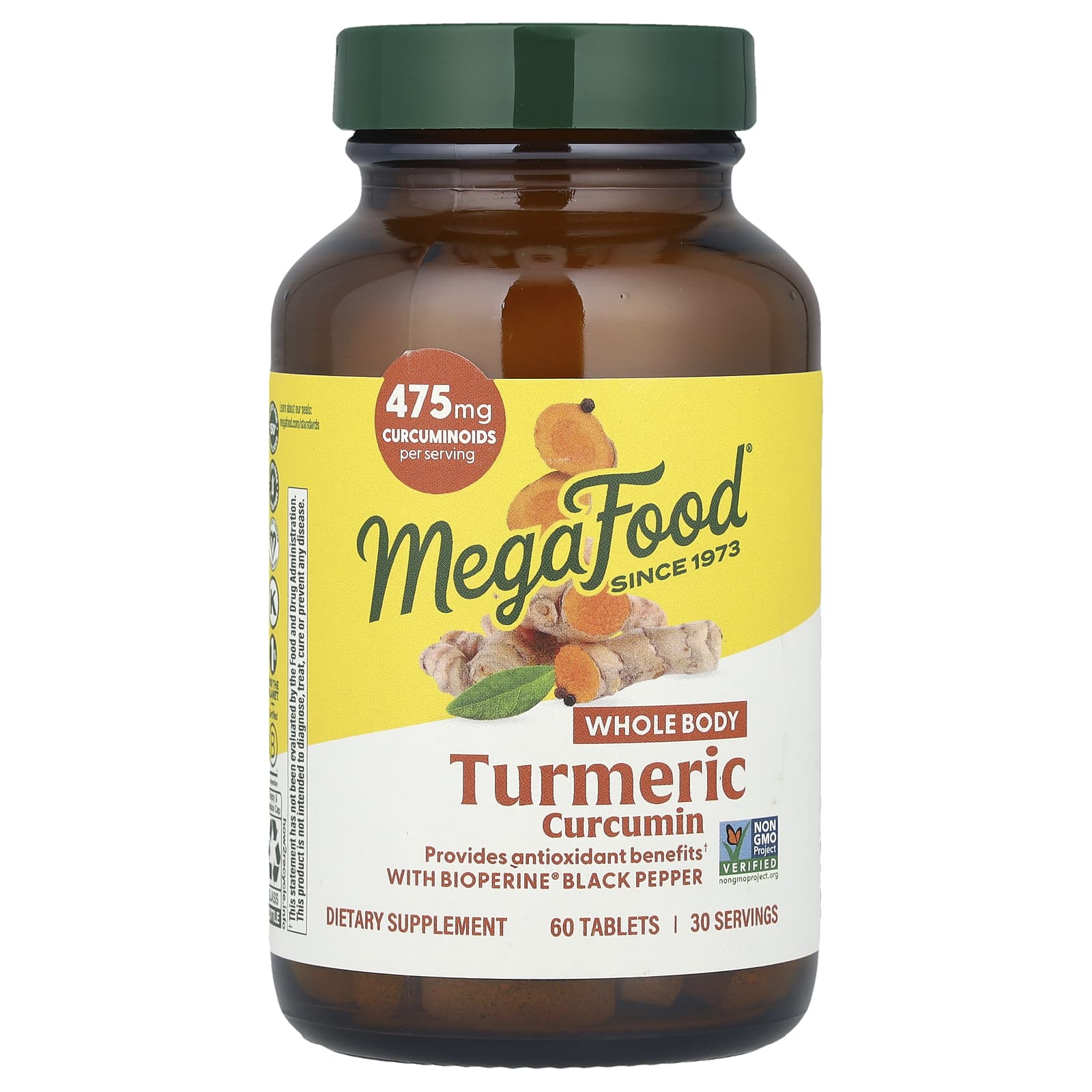 MegaFood, куркума, с куркумином повышенной силы действия, 60 таблеток
