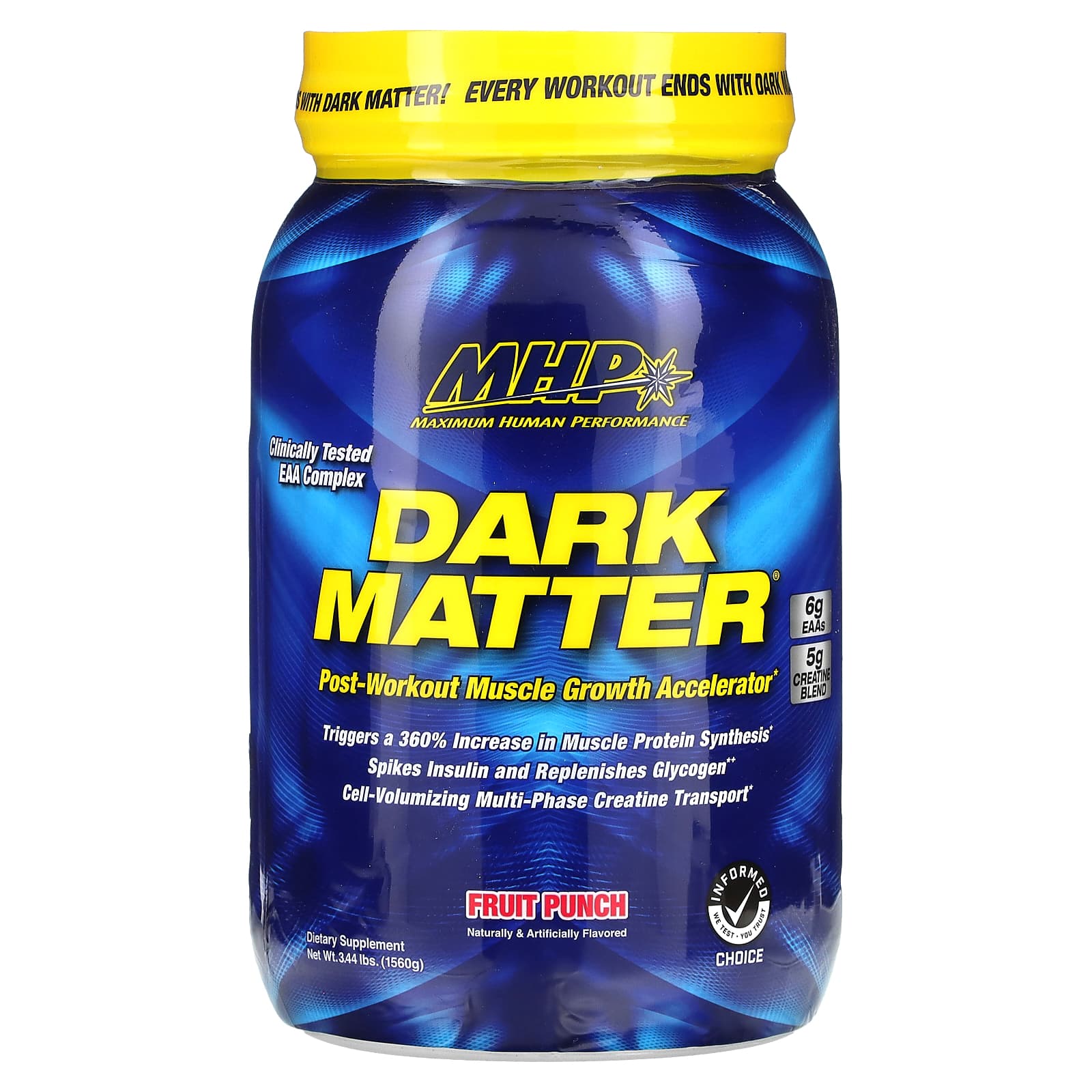 MHP, DARK MATTER, ускоритель роста мышц после тренировки, фруктовый пунш, 1560 г (3,44 фунта)