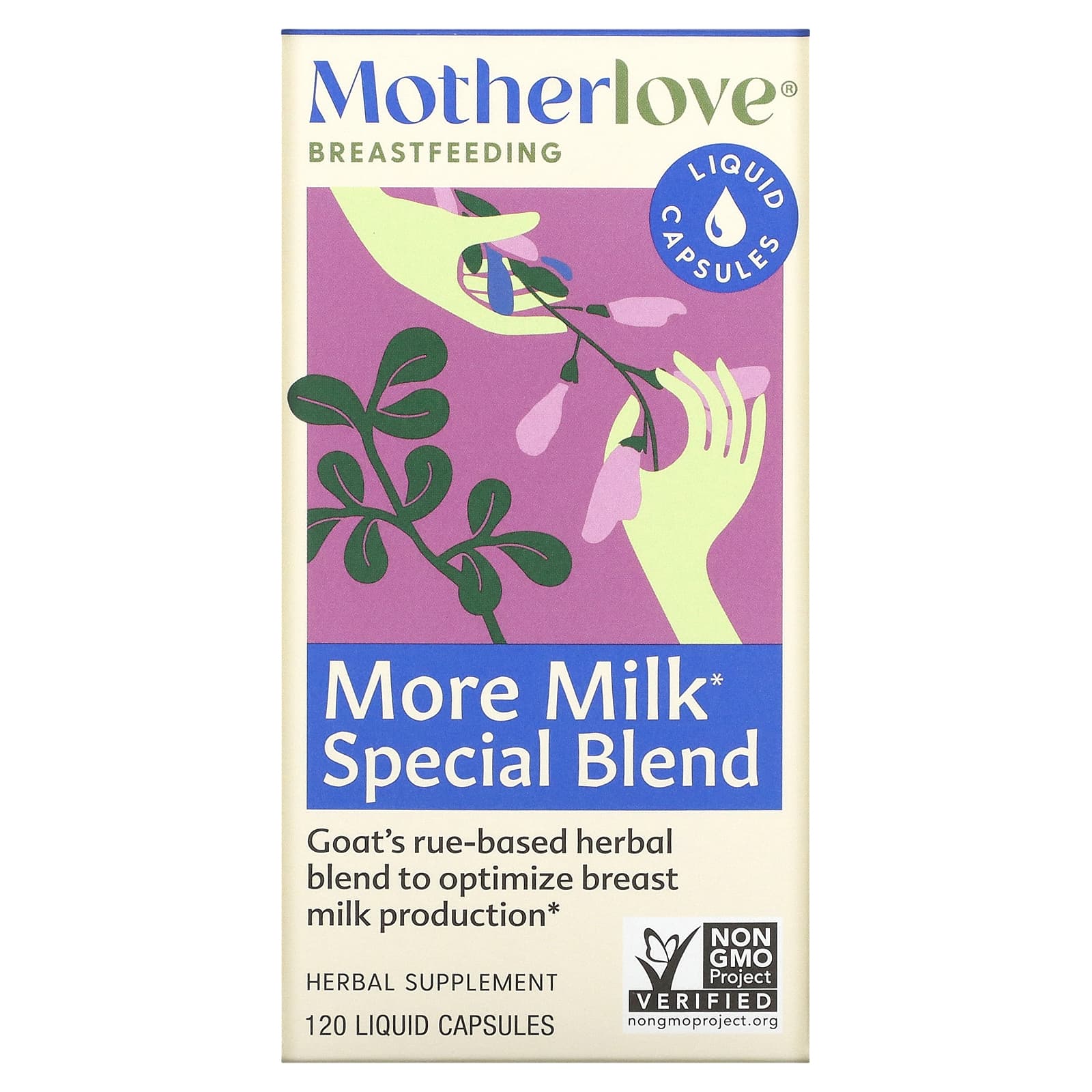 Motherlove, Грудное вскармливание, специальная смесь More Milk, 120 жидких капсул