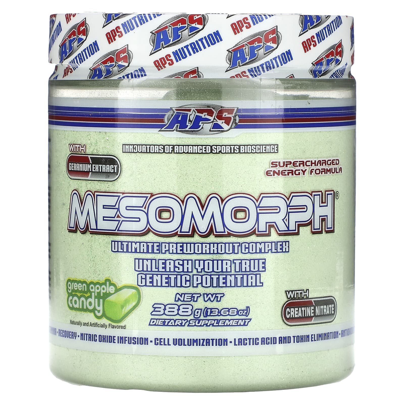 APS, Mesomorph, конфеты с зеленым яблоком, 388 г (13,68 унции)