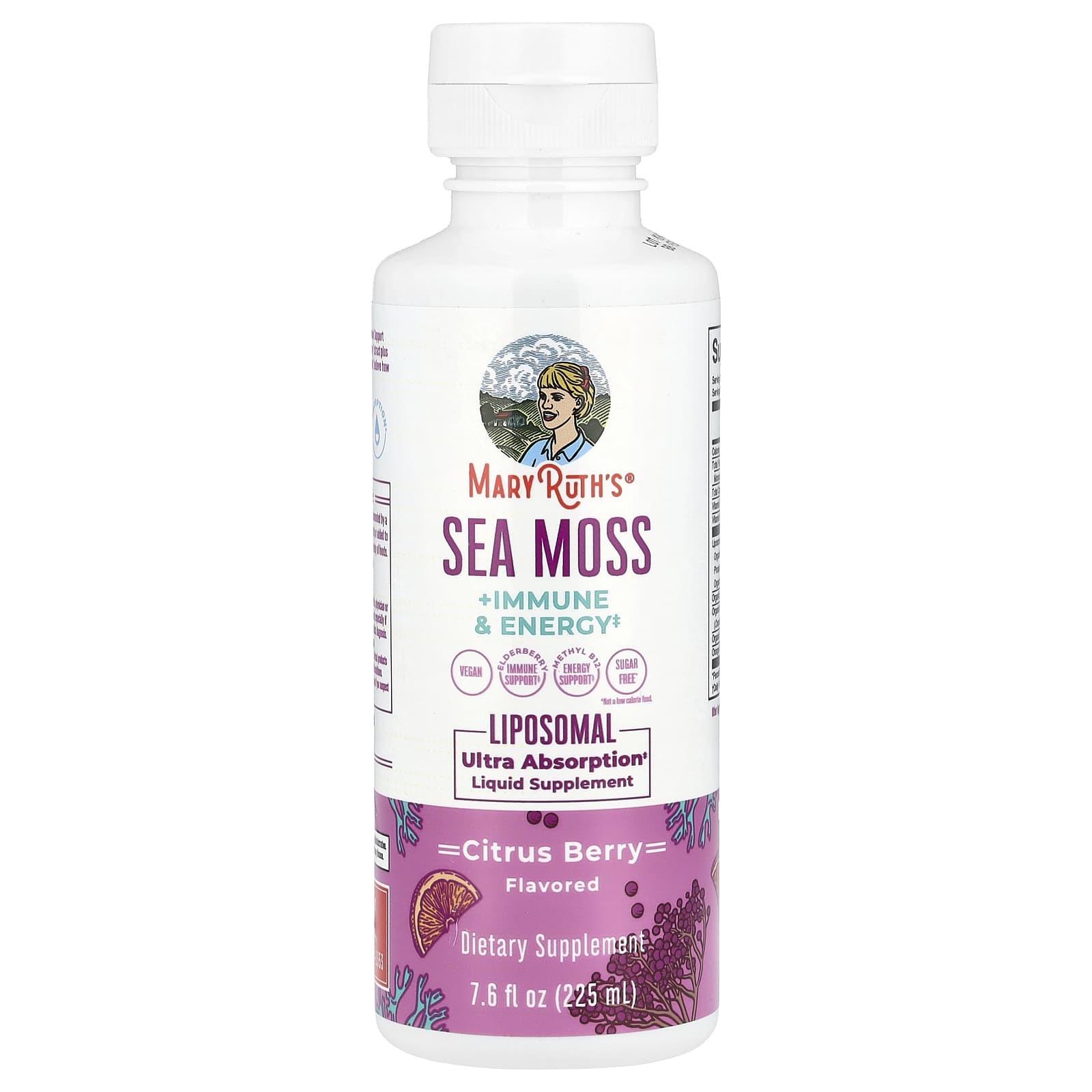 MaryRuth's, Sea Moss + Immune & Energy Liposomal, цитрусовые, 225 мл (7,6 жидк. Унции)