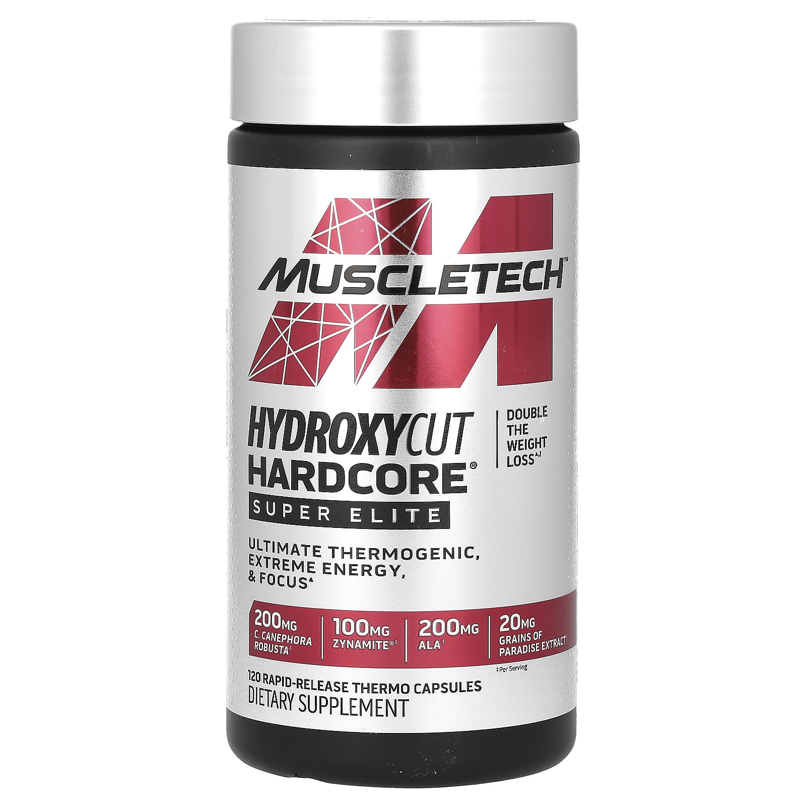 MuscleTech, Hydroxycut Hardcore, Super Elite, 120 капсул с быстрым высвобождением