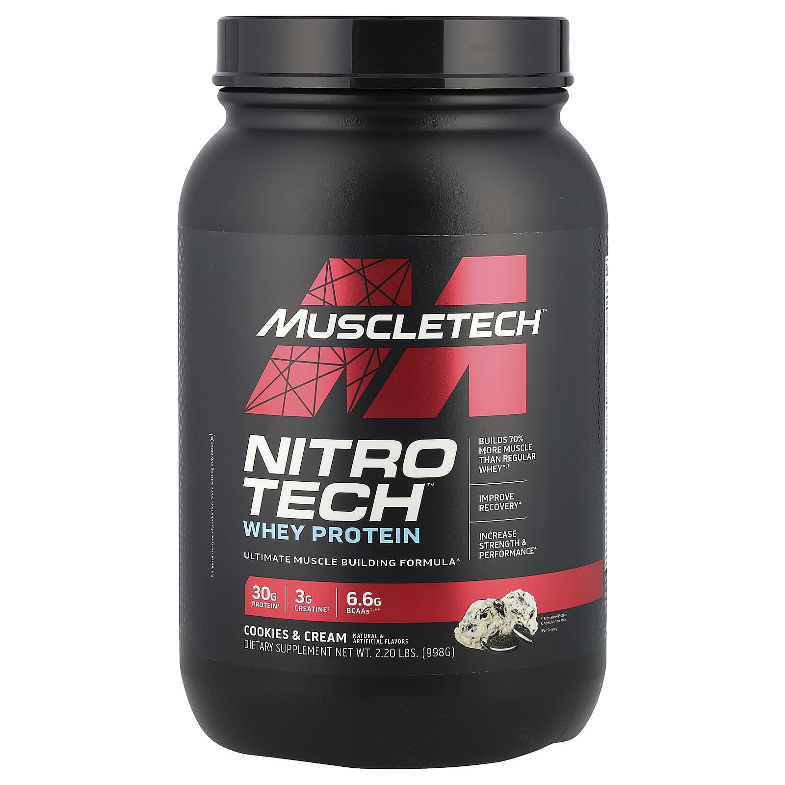 MuscleTech, Nitro Tech, сывороточный протеин, печенье с кремом, 998 г (2,20 фунта)