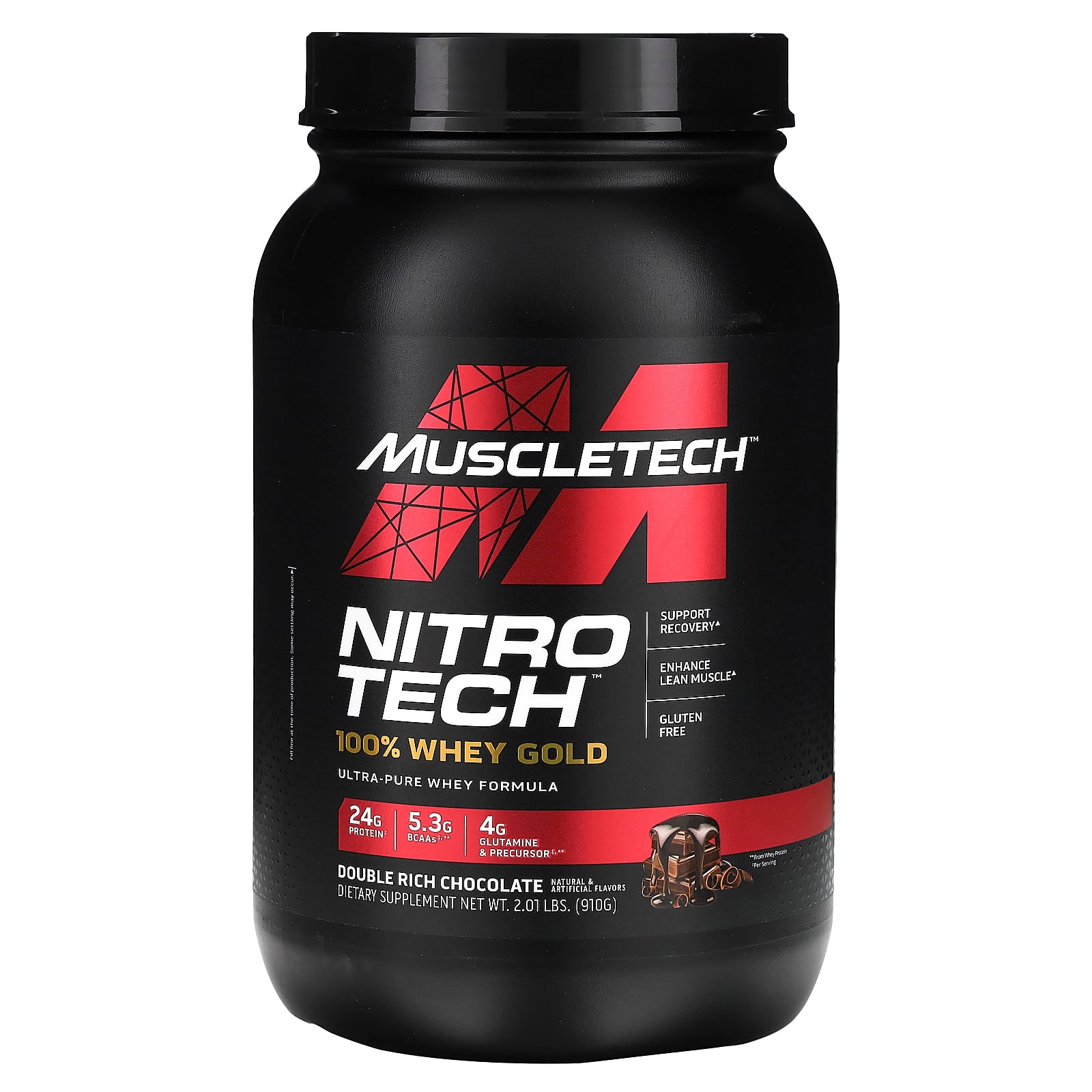 MuscleTech, Nitro Tech, 100% Whey Gold, сывороточный протеин, со вкусом двойного шоколада, 910 г (2,01 фунта)