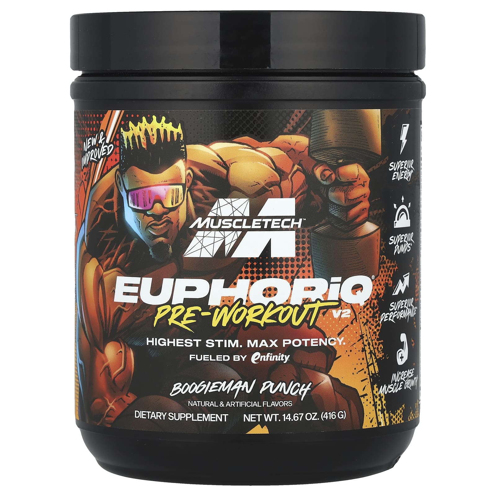 MuscleTech, EuphoriQ® Pre-Workout V2, Boogieman Punch, 416 г (14,67 унции)