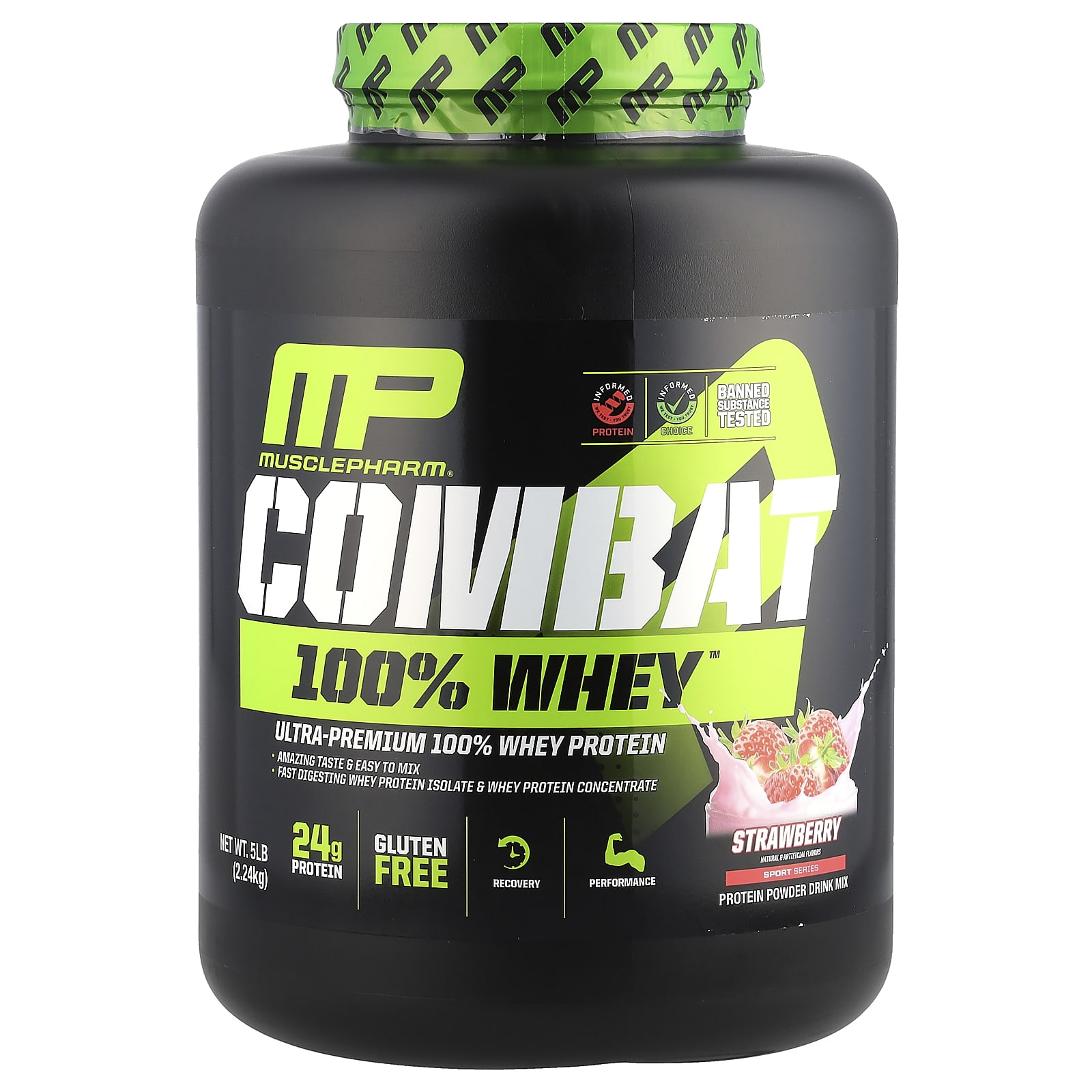 MusclePharm Combat 100 сывороточный протеин со вкусом клубники 227 кг 5 фунтов 16690₽