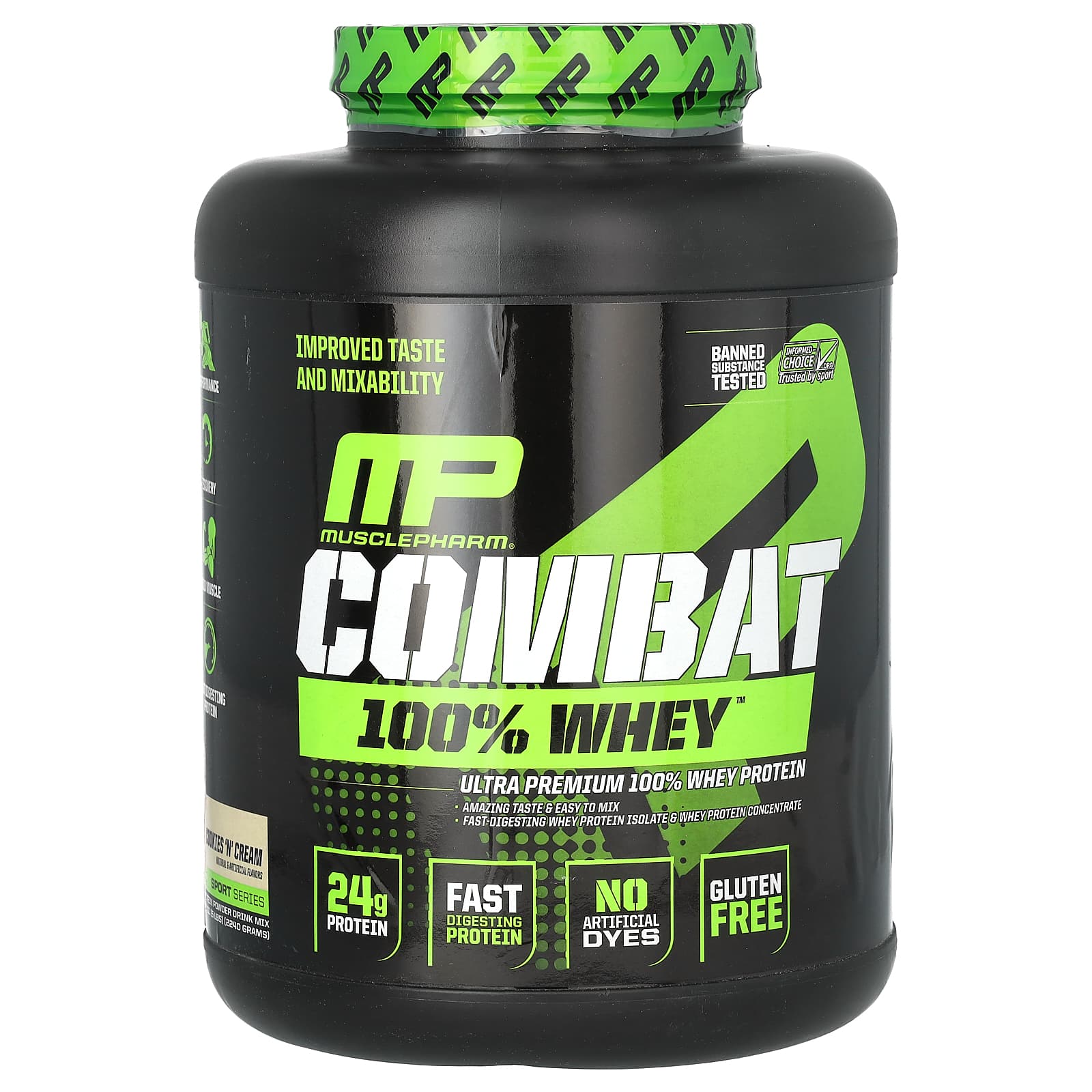 MusclePharm Combat 100 сывороточный протеин печенье и крем 2240 г 5 фунтов 16690₽