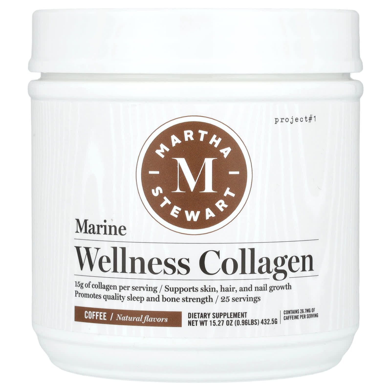 Martha Stewart Wellness, Морской оздоровительный коллаген, кофе, 432,5 г (15,27 унции)