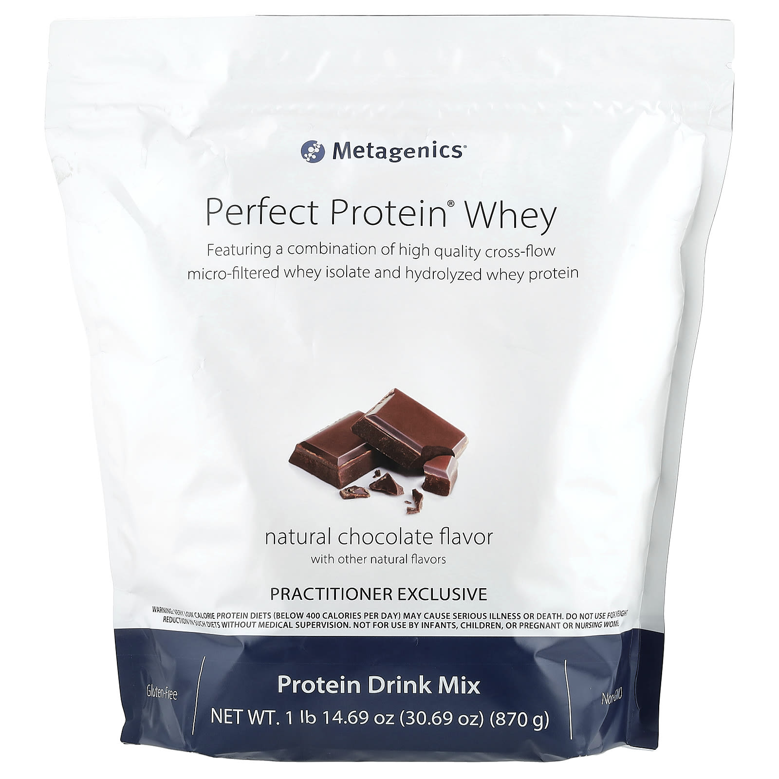 Metagenics, Perfect Protein® Whey, натуральный шоколад, 870 г (1 фунт 14,69 унции)