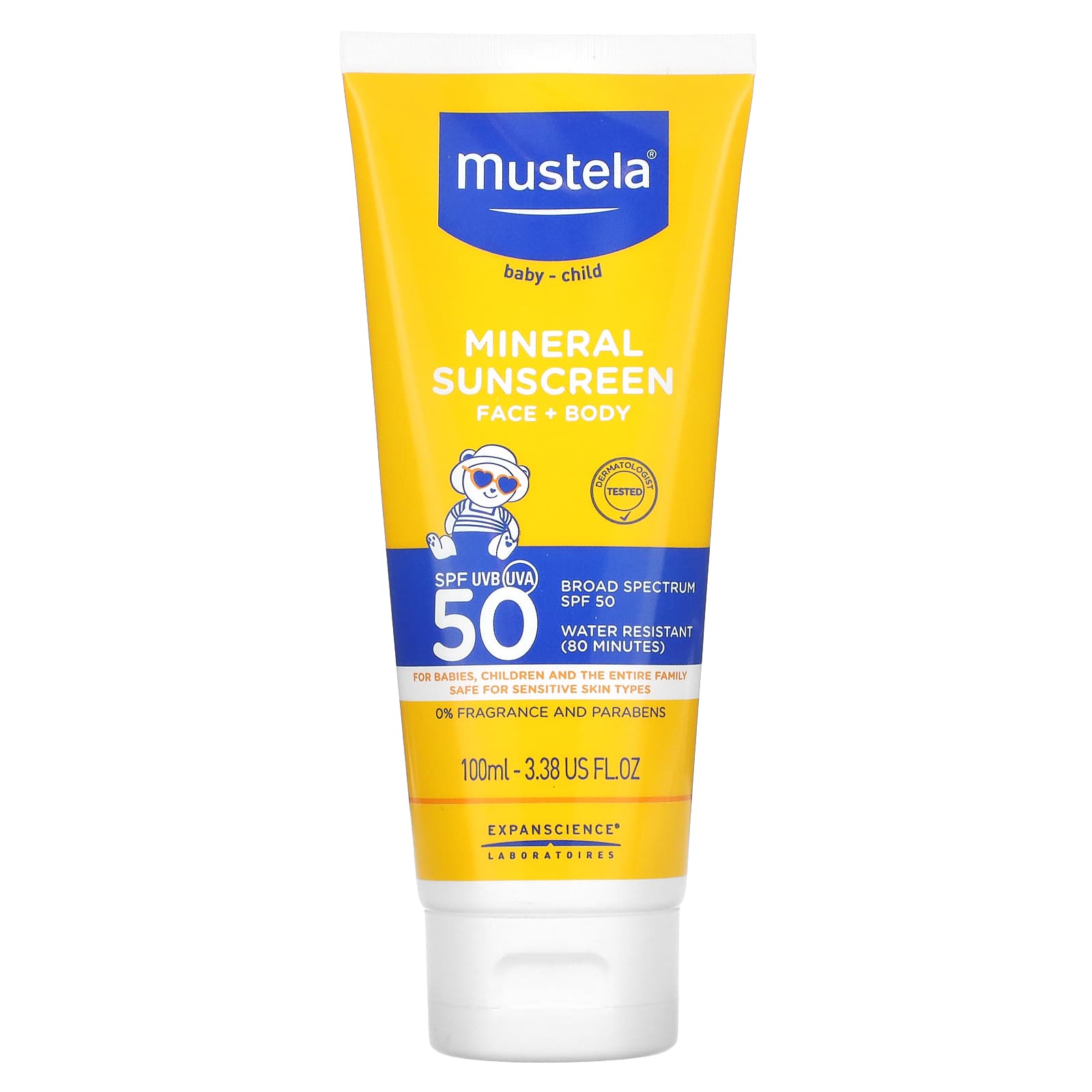 Mustela, минеральное солнцезащитное средство для детей, SPF 50, 100 мл (3,38 жидк. унции)