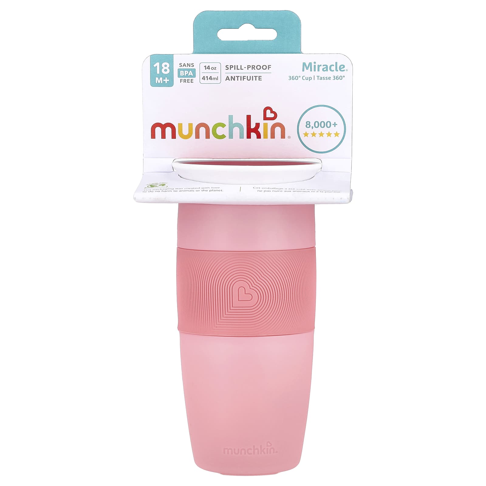 Munchkin, Miracle® 360 ° Cup, от 18 месяцев, светло-розовый, 414 мл (14 унций)