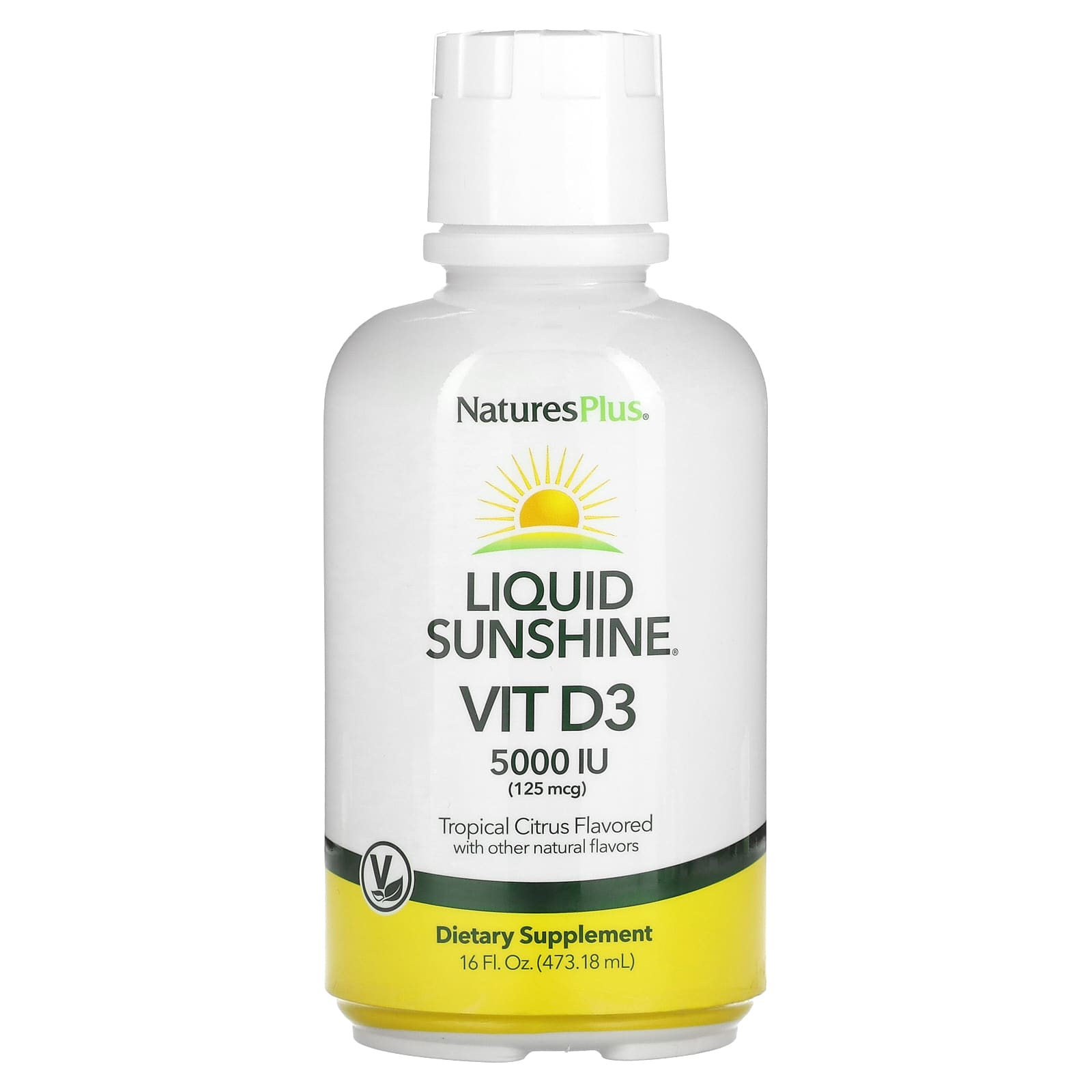 NaturesPlus Liquid Sunshine витамин D3 тропические цитрусы 125 мкг 5000 МЕ 47318 мл 16 жидк Унций 2590₽