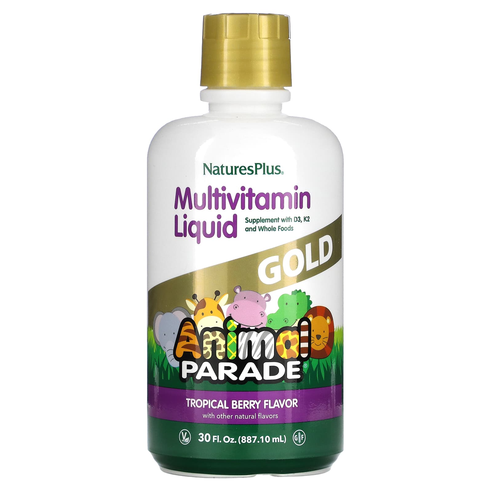 NaturesPlus Source of Life Animal Parade Gold Liquid мультивитамины для детей в жидкой форме вкус тропических ягод 88710 мл 30 жидк унций 6190₽