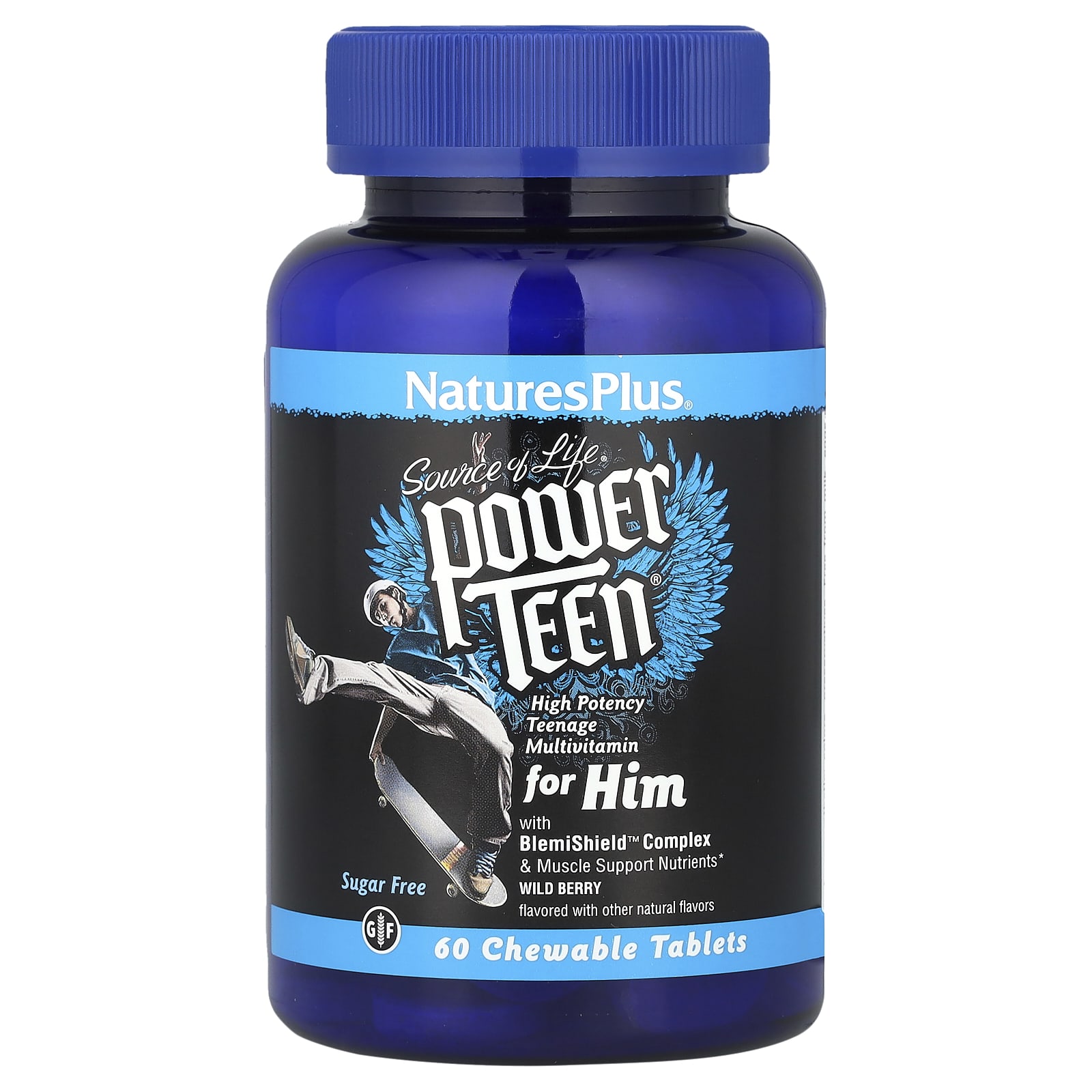 NaturesPlus Source of Life Power Teen для мальчиков-подростков натуральный вкус лесных ягод 60 жевательных таблеток 4390₽