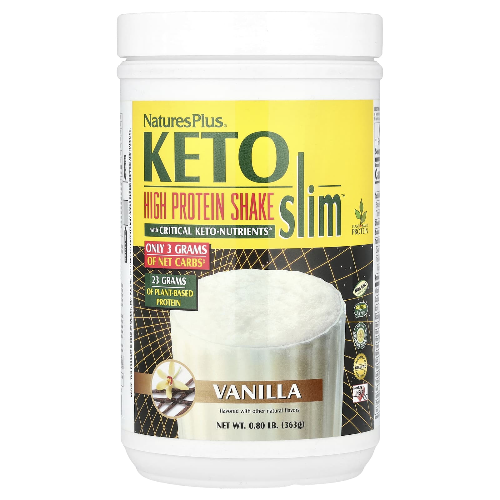 NaturesPlus Keto Slim высокопротеиновый коктейль ваниль 363 г 080 фунта 6090₽