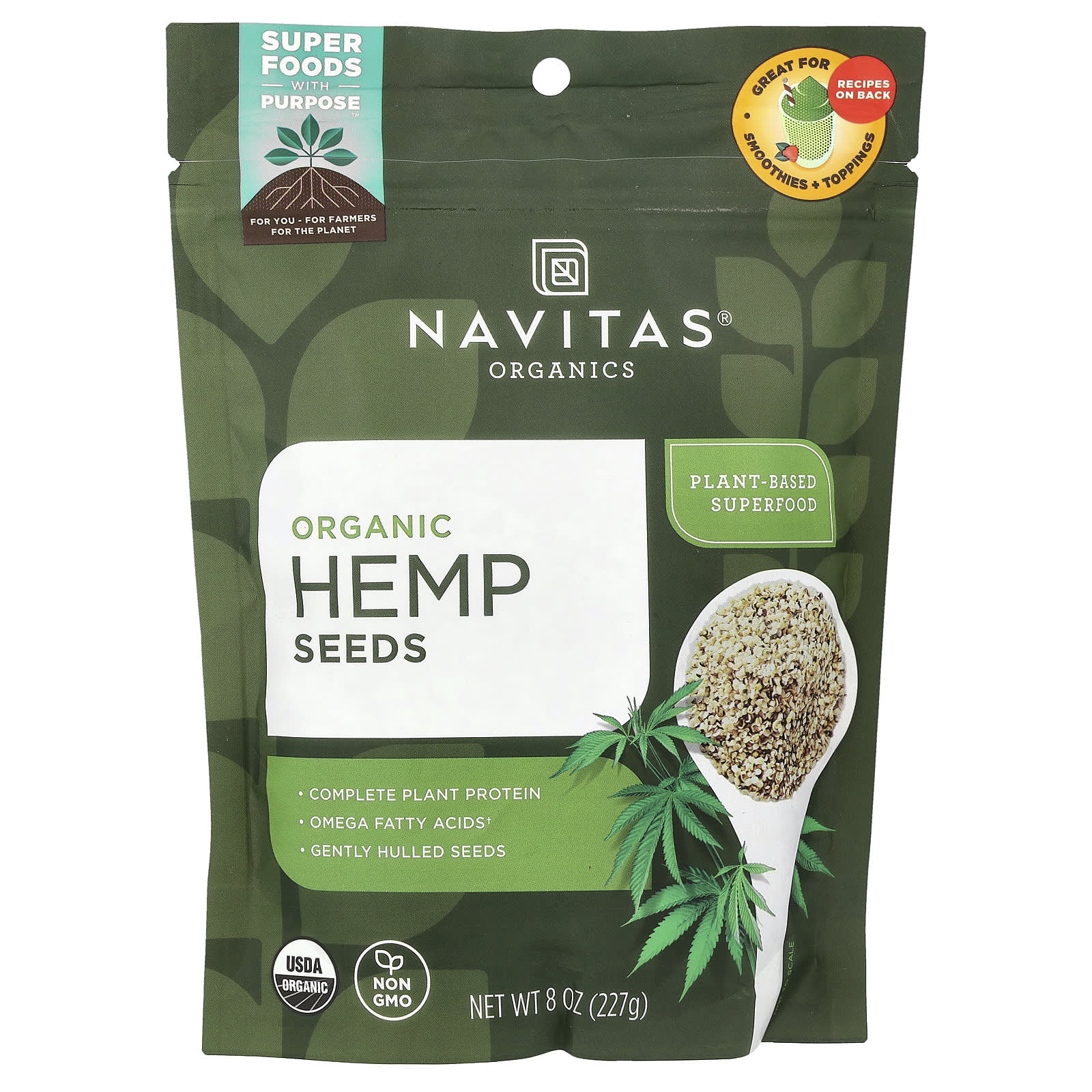 Navitas Organics Organic Hemp Seeds Органические семена конопли 227 г 8 унций 2390₽
