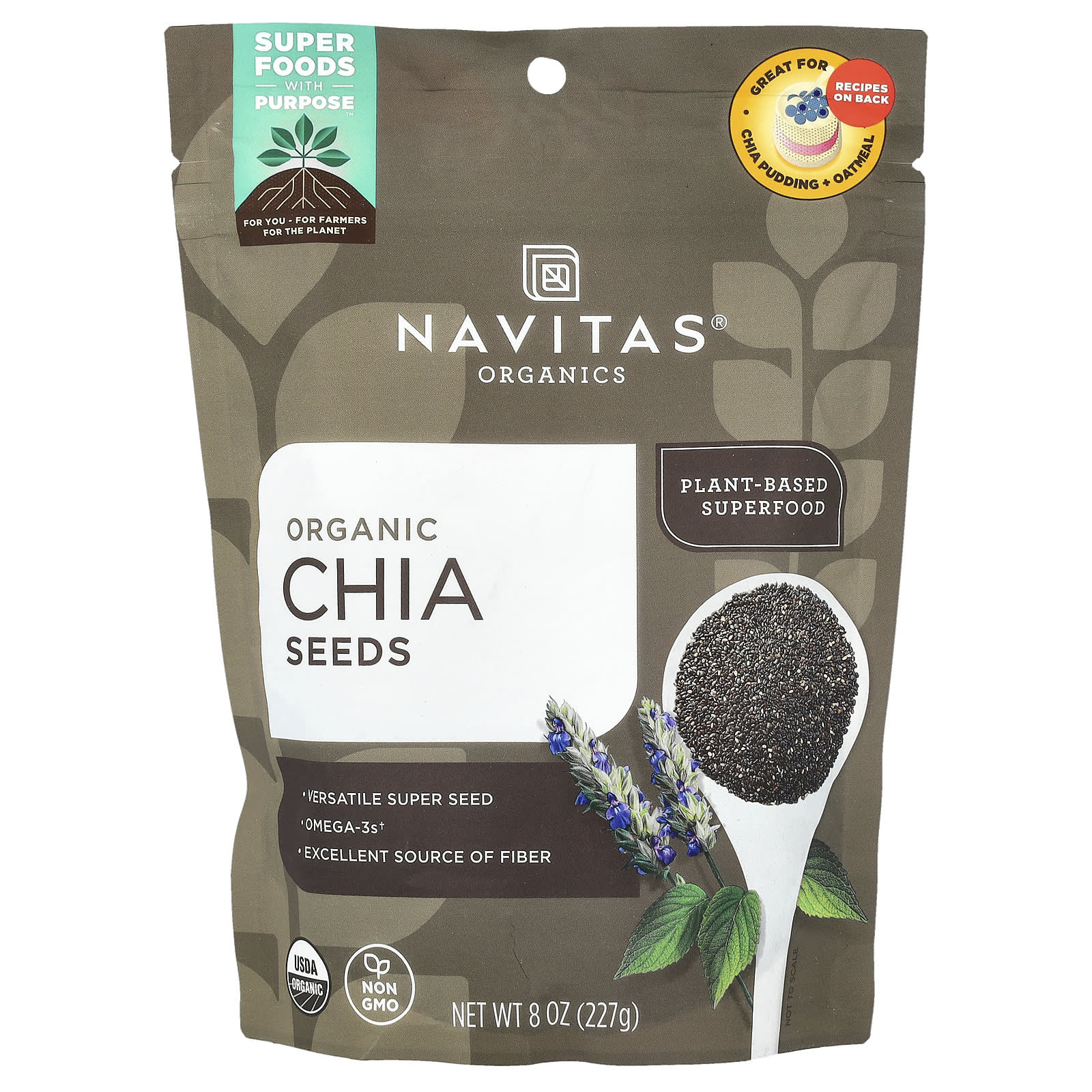 Navitas Organics Органические семена чиа 227 г 8 унций 1890₽