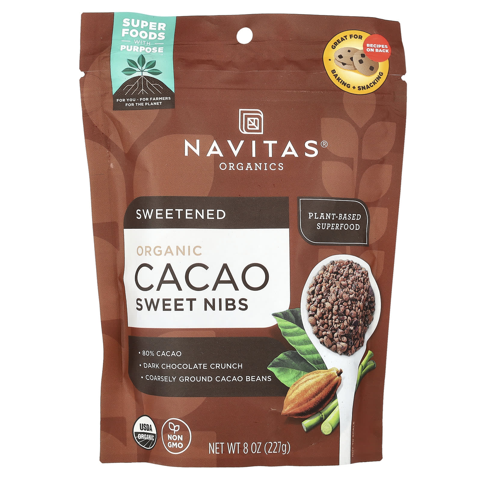 Navitas Organics Органические сладкие перья какао 227 г 8 унций 2590₽