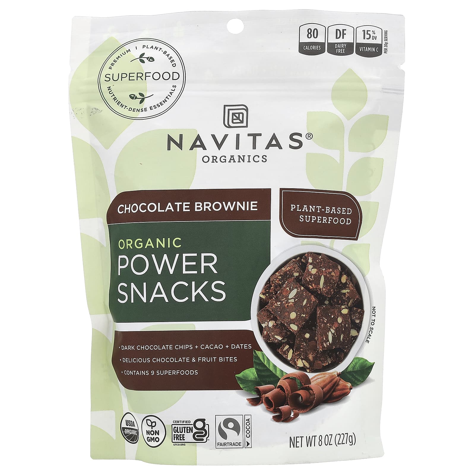 Navitas Organics, Power Snacks, Шоколадное какао, 8 унций (227 г)