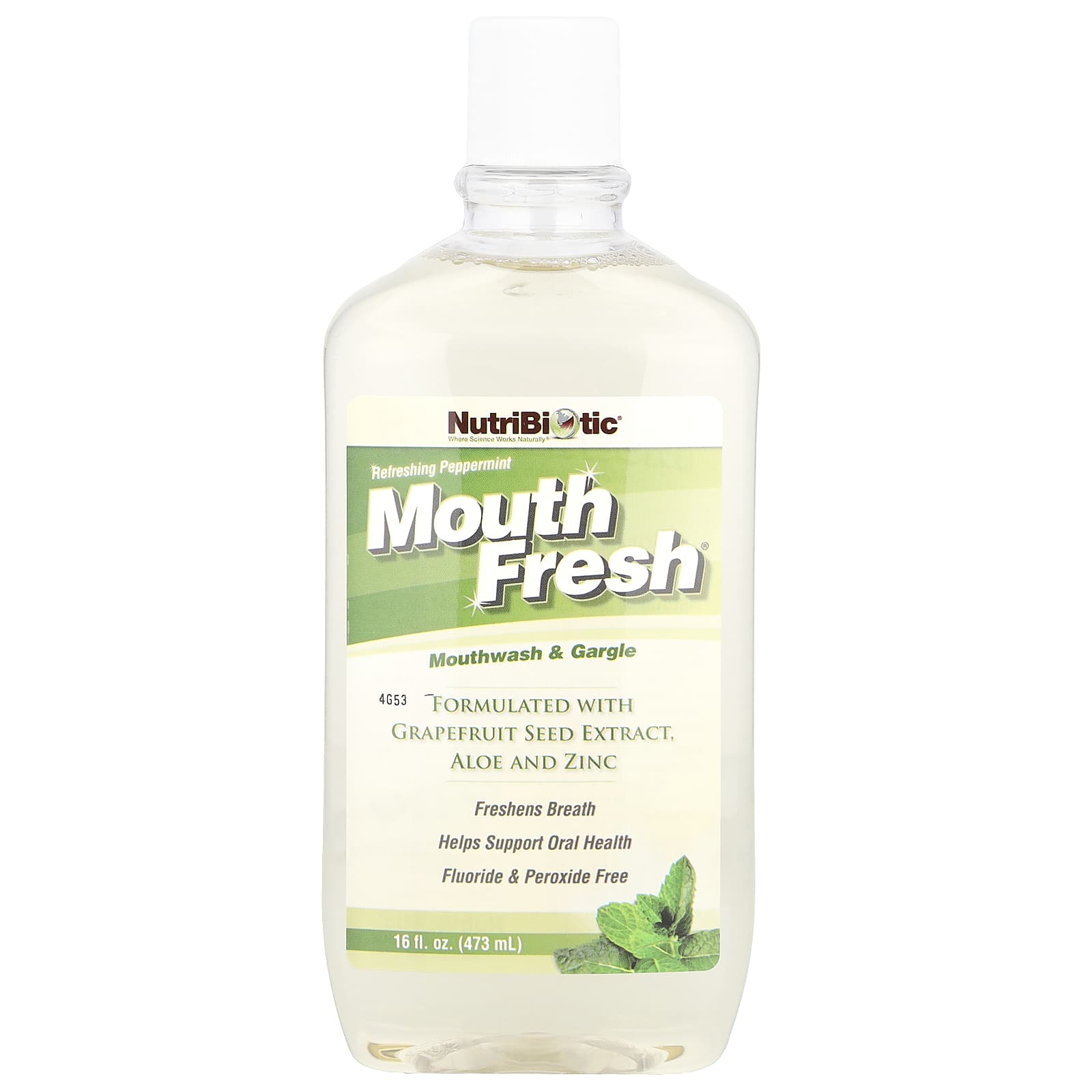 NutriBiotic Mouth Fresh ополаскиватель рта и средство для полоскания горла освежающая перечная мята 16 жидк унц 473 мл 1990₽