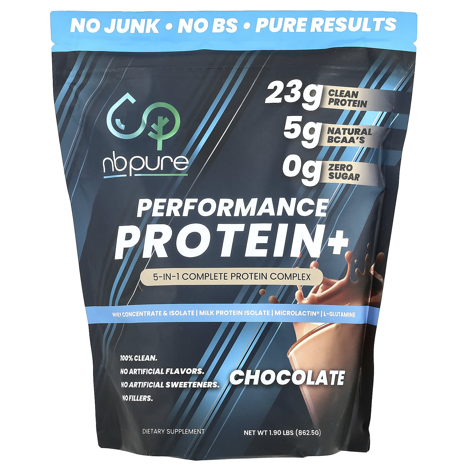 NB Pure, Performance Protein +, шоколад, 862,5 г (1,9 фунта)