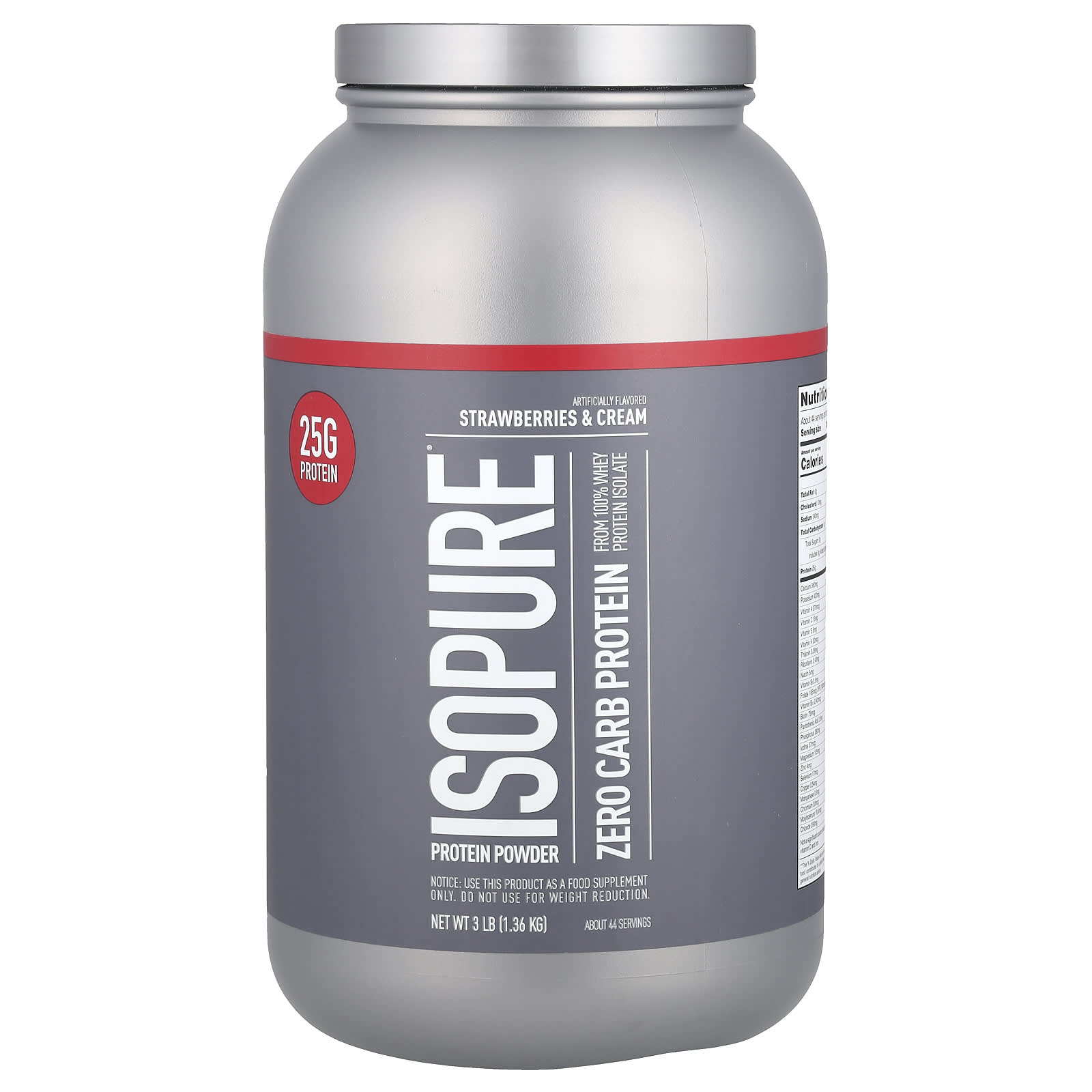 Isopure, Zero Carb, протеиновый порошок, клубника и сливки, 1,36 кг (3 фунта)