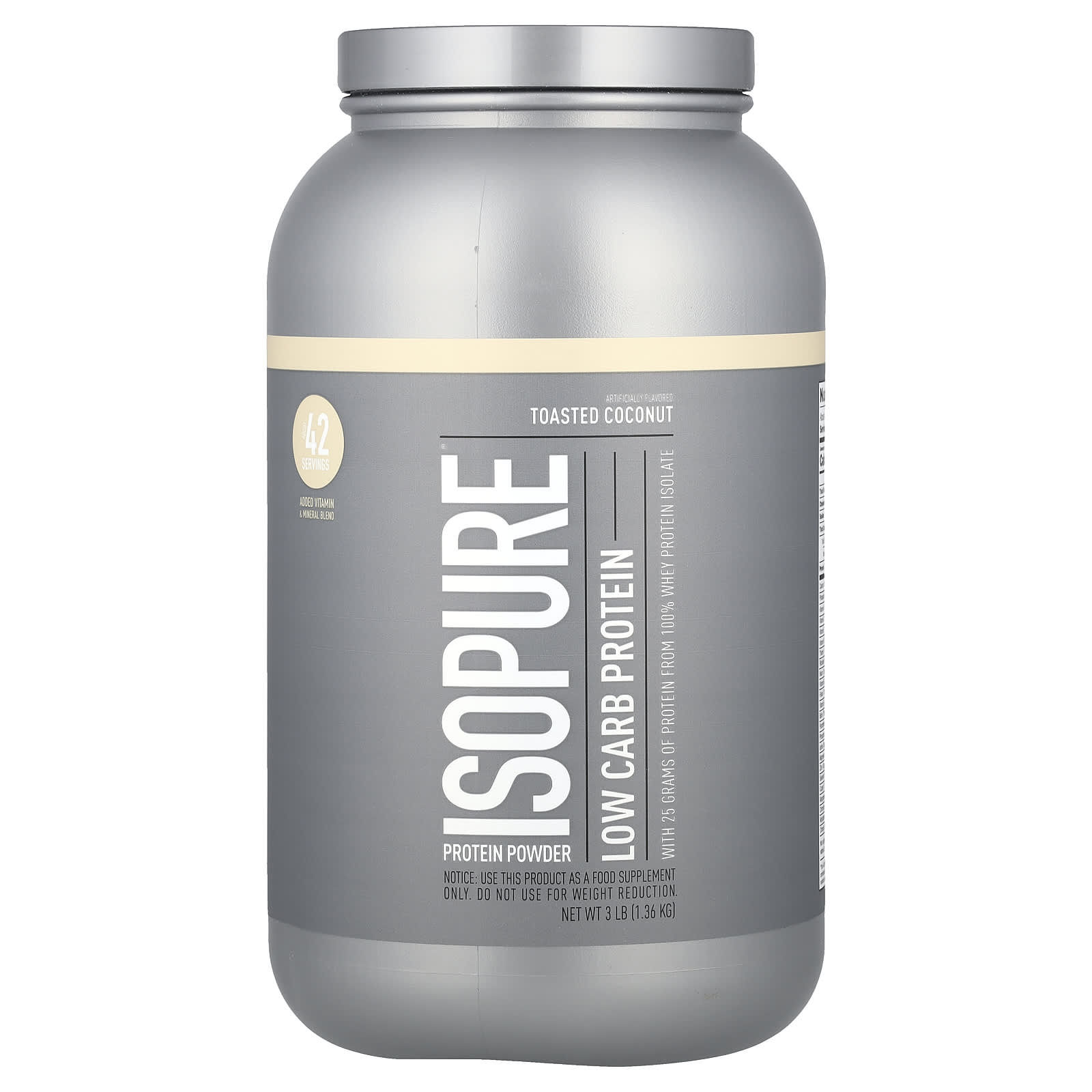 Isopure, Низкоуглеводный протеиновый порошок, жареный кокос, 1,36 кг (3 фунта)