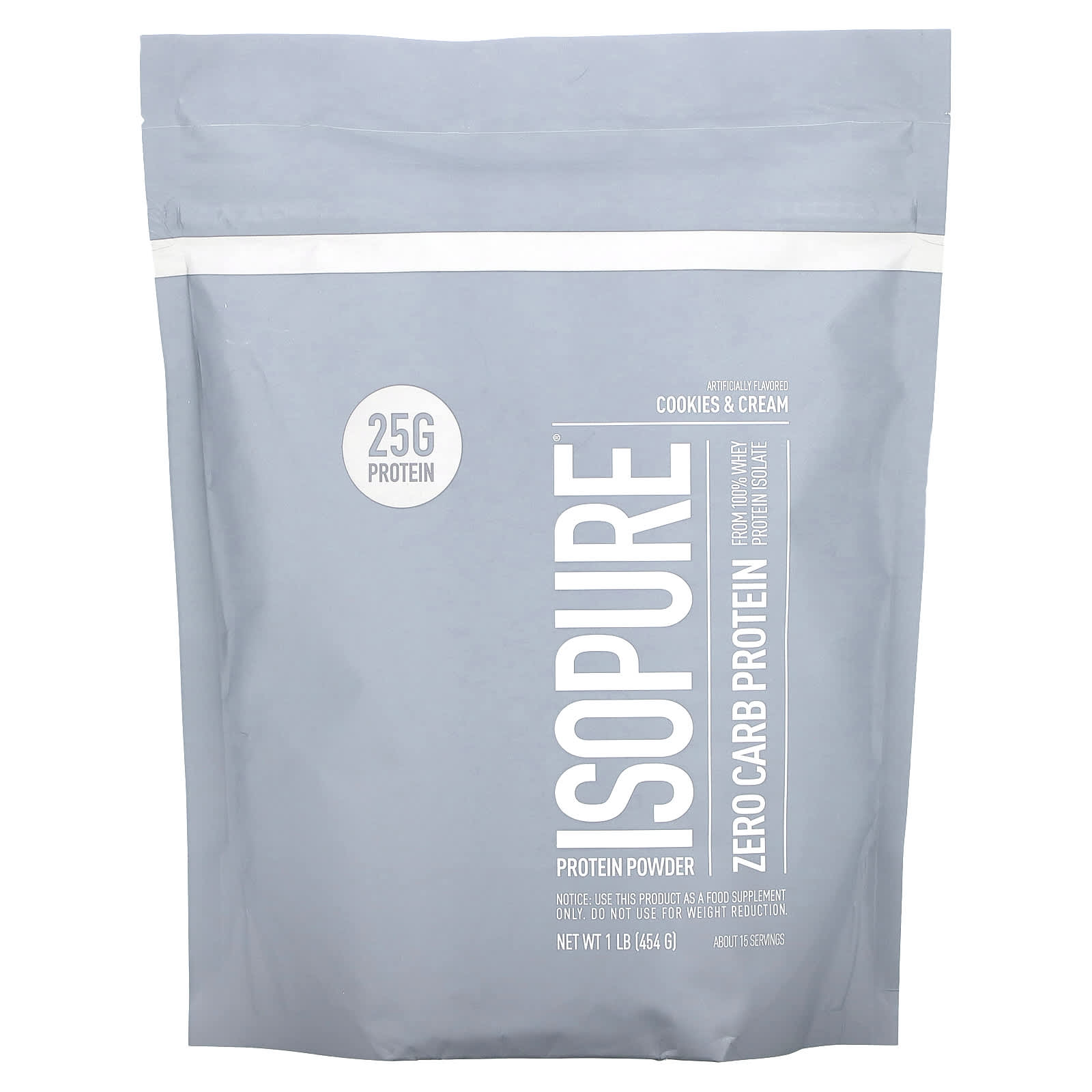 Isopure, протеиновый порошок без углеводов, печенье и сливки, 454 г (1 фунт)