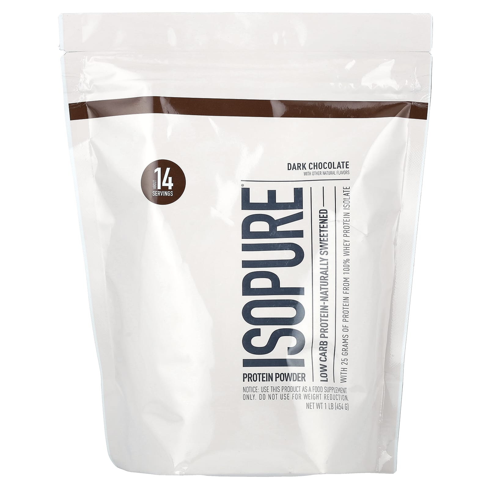 Isopure, низкоуглеводный протеин, темный шоколад, 454 г (1 фунт)