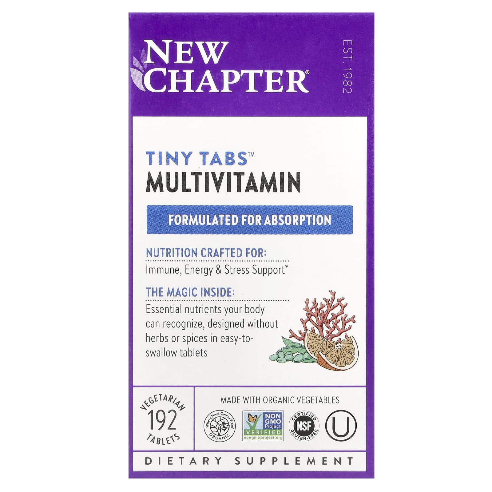 New Chapter Multivitamin Tiny Tabs полный витаминный комплекс на основе цельных продуктов 192 вегетарианских таблетки 5890₽