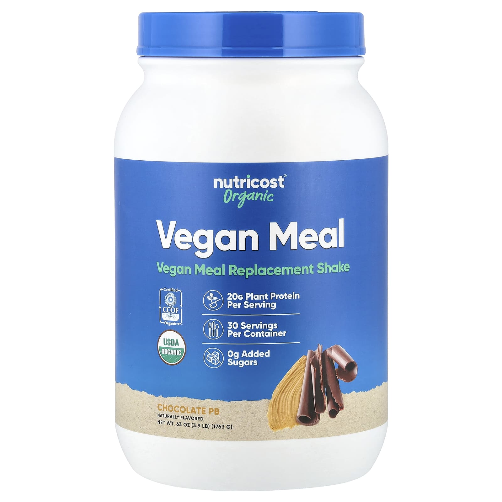 Nutricost, Organic Vegan Meal, шоколад PB, 1763 г (3,9 фунта)